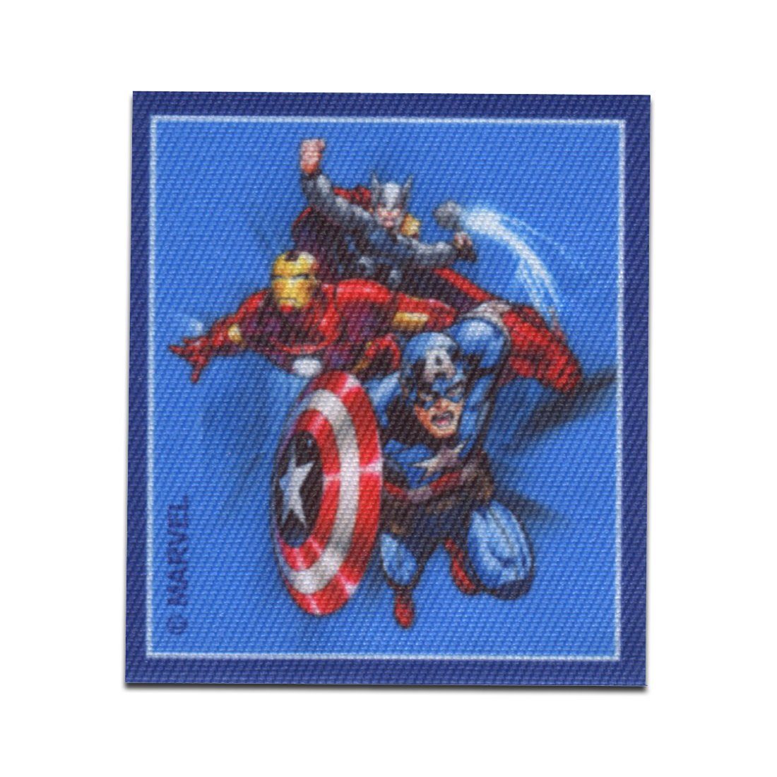 MARVEL Aufnäher Bügelbild, Aufbügler, Applikationen, Patches, Flicken, zum aufbügeln, Polyester, Avengers Gruppe Comic 2 - Größe: 6,2 x 5,6 cm