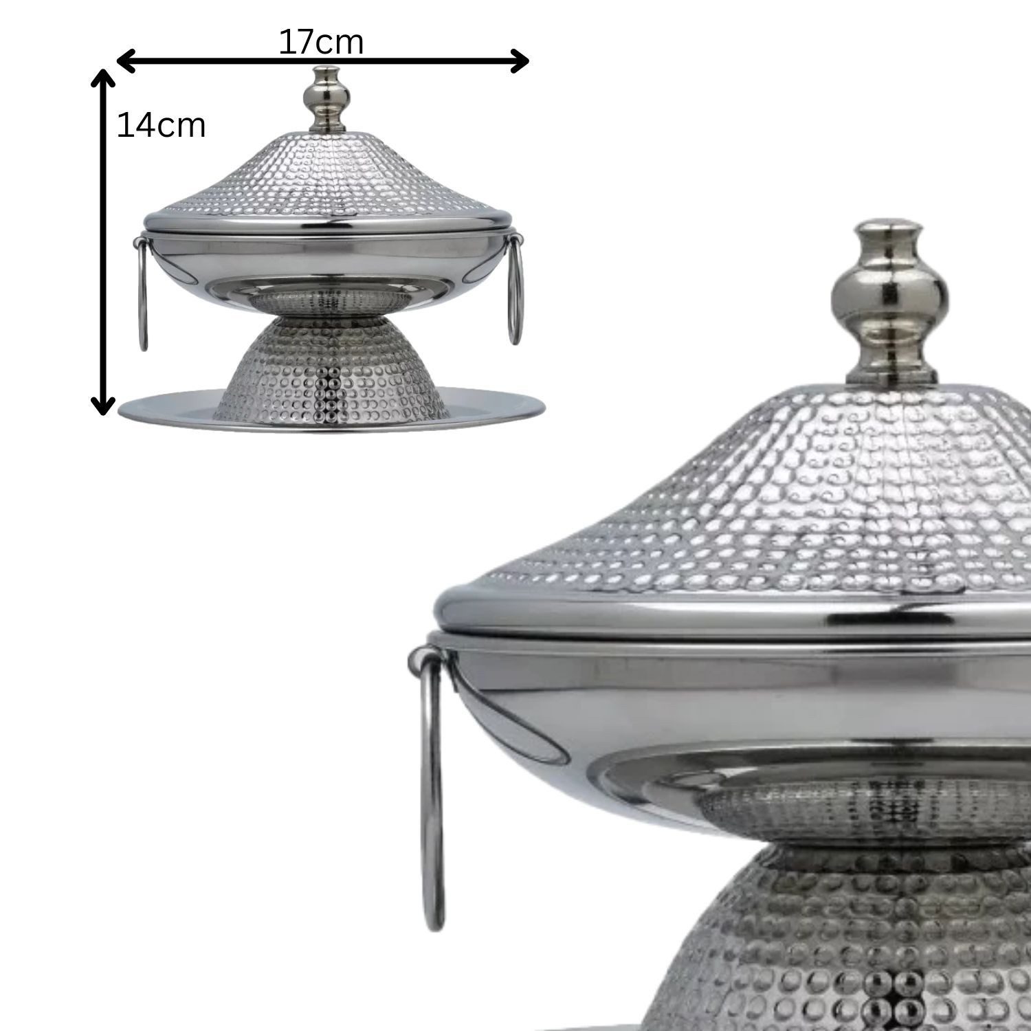 Marrakesch Orient & Mediterran Interior Zuckerdose Orientalische Zuckerdose Kahina handgefertigt aus Messing Silber 17 cm, Edelstahl, (1-tlg), Handarbeit
