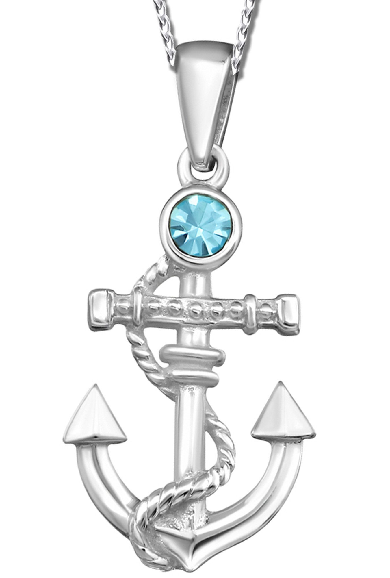 Limana Kette mit Anhänger Damen Frauen Halskette 925 Silber mit Zirkonia Anker (inkl. Geschenkdose), Damenkette Echtschmuck für Freundin Ehefrau
