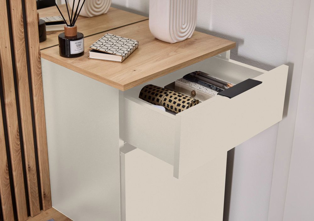 moebel-dich-auf Kompaktgarderobe EASY (Paneel + Bank + Spiegel + Schuhschrank, in 2 Farbvarianten, Lamellenoptik) 88 cm breit – Bild 5 von 5