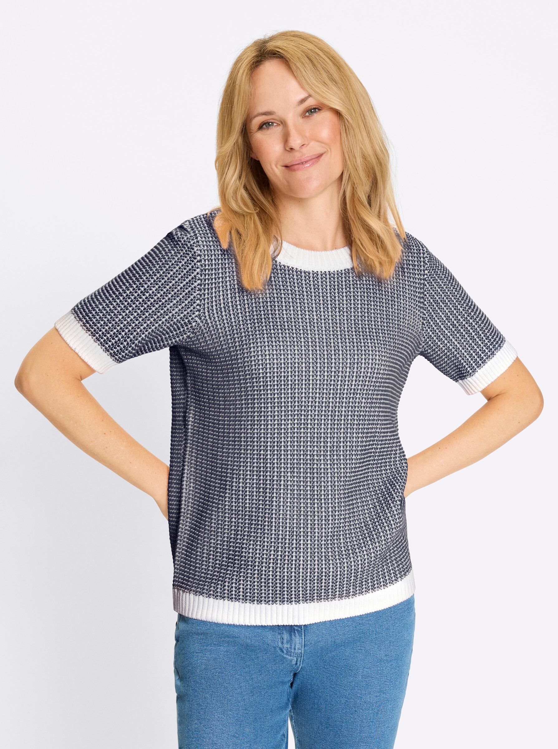 Sieh an! Strickpullover Kurzarm-Pullover Kurzarm Struktur günstig online kaufen