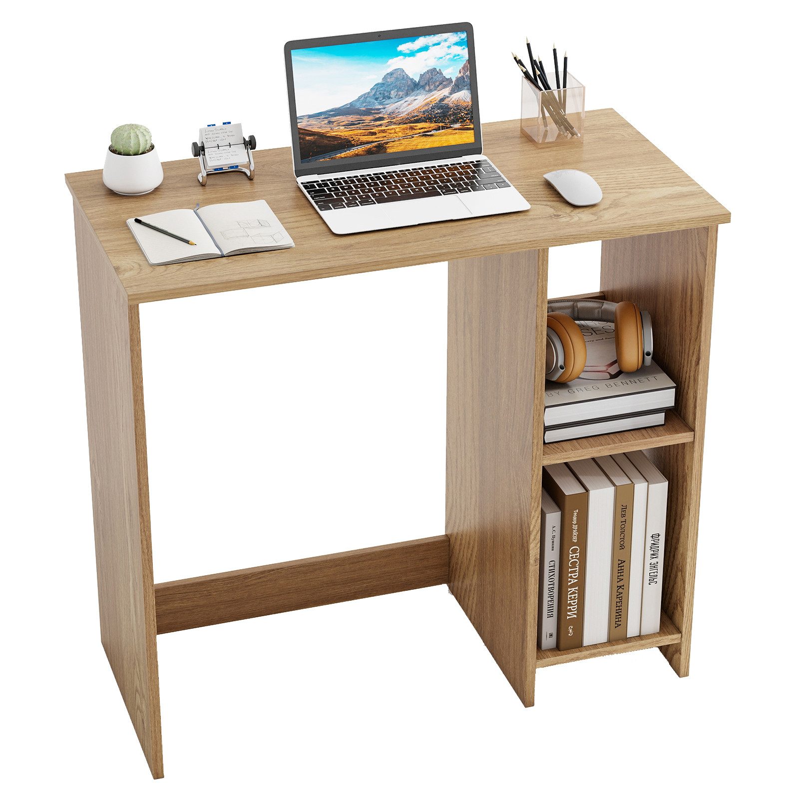 COSTWAY Schreibtisch, mit 2 Fächern, für kleine Räume, bis 130kg, 80x40x74c günstig online kaufen