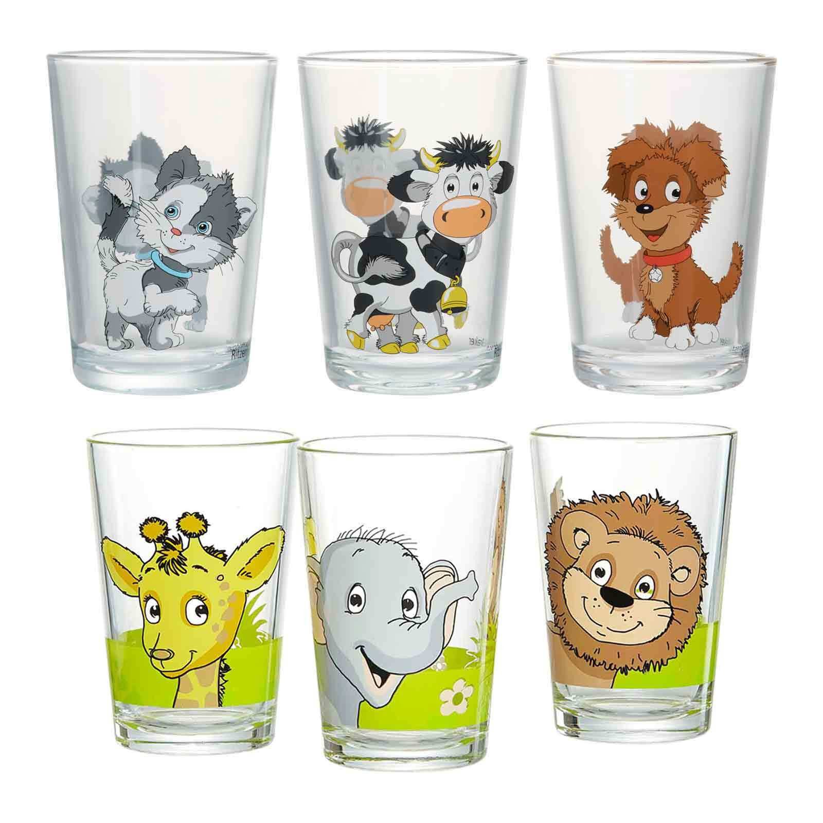 Kinderbecher Hof- und Dschungeltiere Kindergläser 205 ml