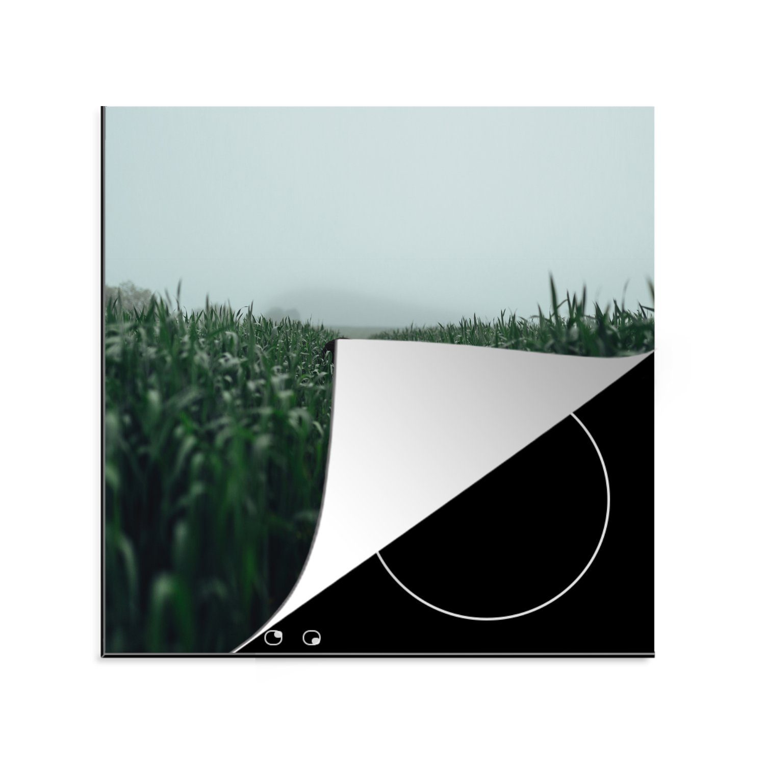 MuchoWow Herdblende-/Abdeckplatte Frau - Gras - Natur - Körper - Abstrakt, Vinyl, (1 tlg), 78x78 cm, Ceranfeldabdeckung, Arbeitsplatte für küche