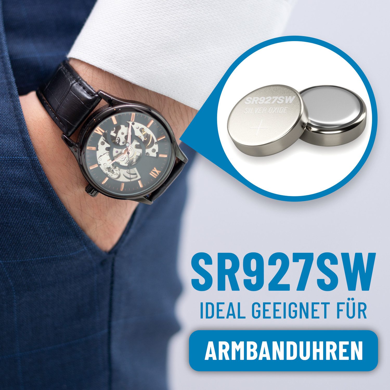 ABSINA SR 927 SW Uhren Knopfzelle 1,55V Silberoxid 10er Pack - Uhrenbatterie Knopfzelle, (1 St)