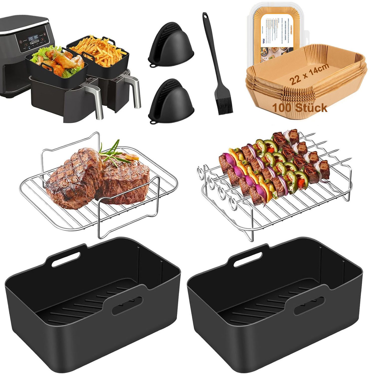 Backform Heißluftfritteuse zubehör fürNinja airfryer zubehör 12-teilig BPA-frei