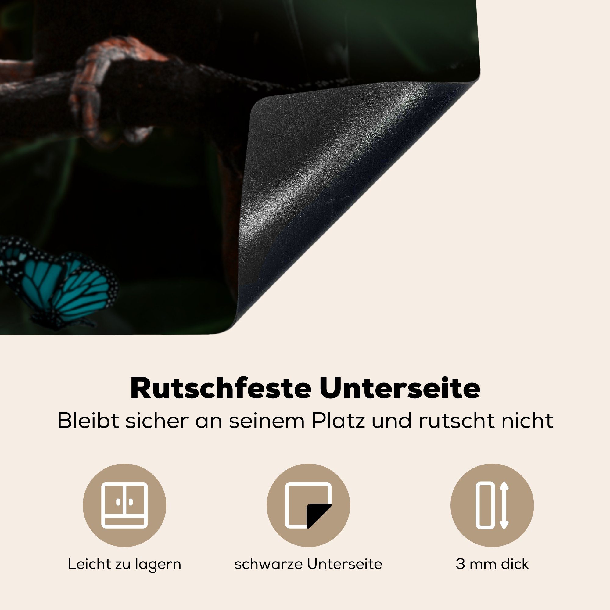 MuchoWow Herdblende-/Abdeckplatte Tukan - Schmetterlinge - Ceranfeldabdeckung, küche 78x78 (1 Vinyl, cm, für tlg), Pflanzen, Arbeitsplatte