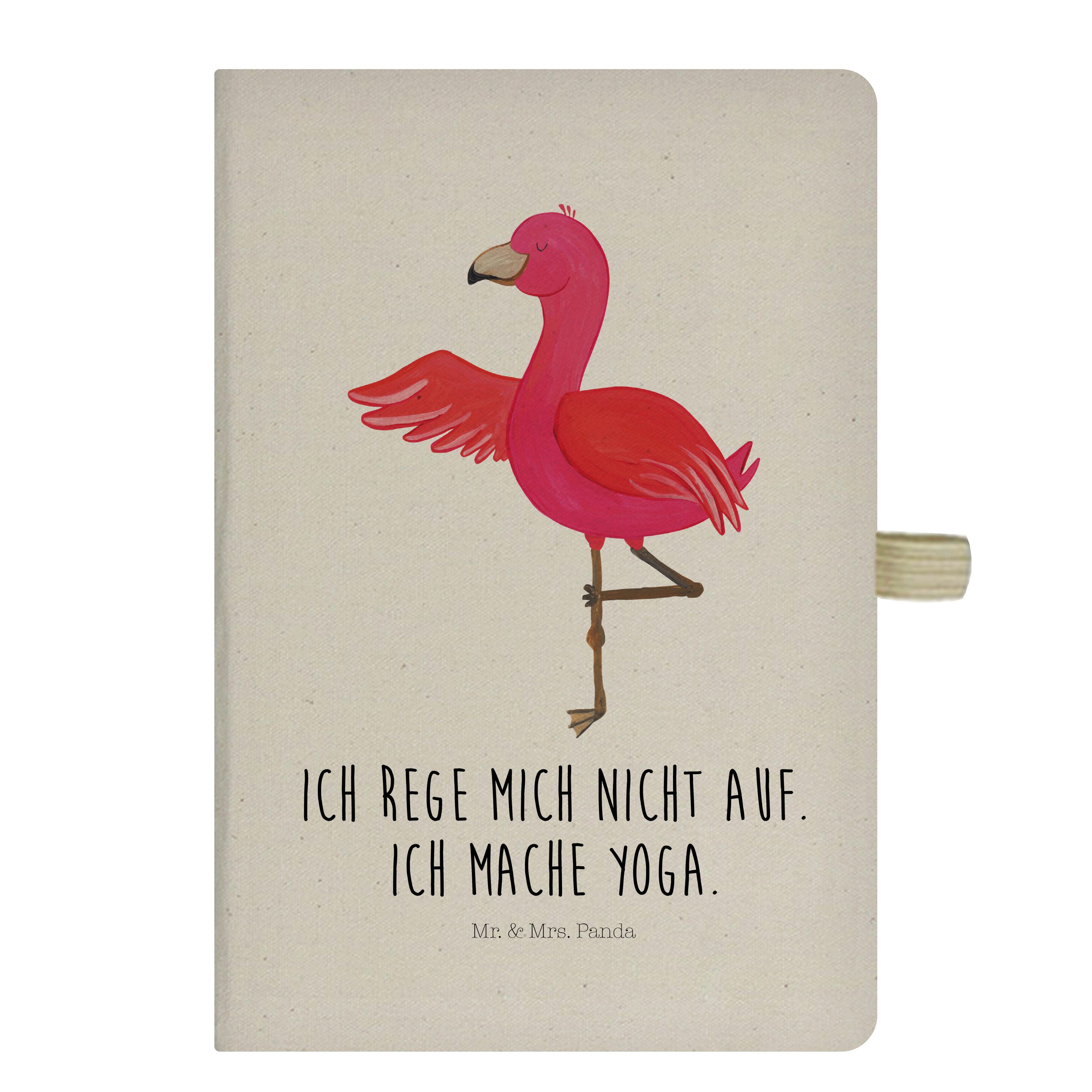 Mr. & Mrs. Panda Notizbuch Flamingo Yoga - Transparent - Geschenk, Notizen, Yoga Urlaub, Notizbl