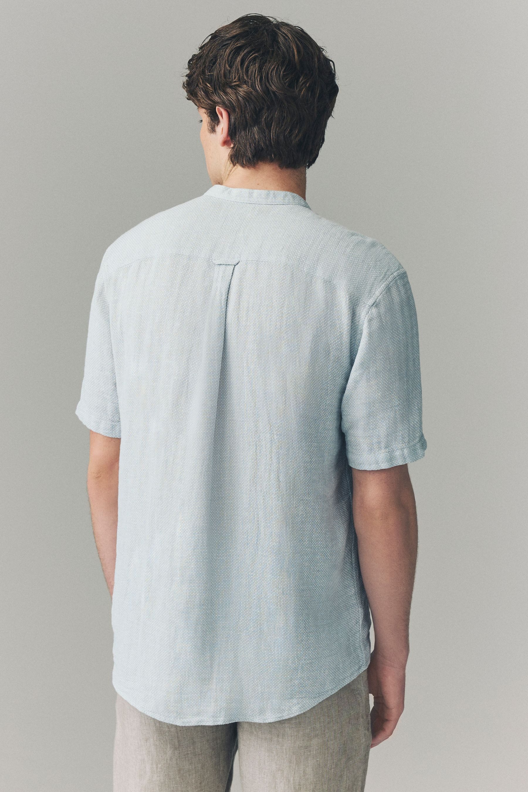 Next Kurzarmhemd Kurzarmhemd mit Stehkragen Baumwolle und Leinen (1-tlg) günstig online kaufen