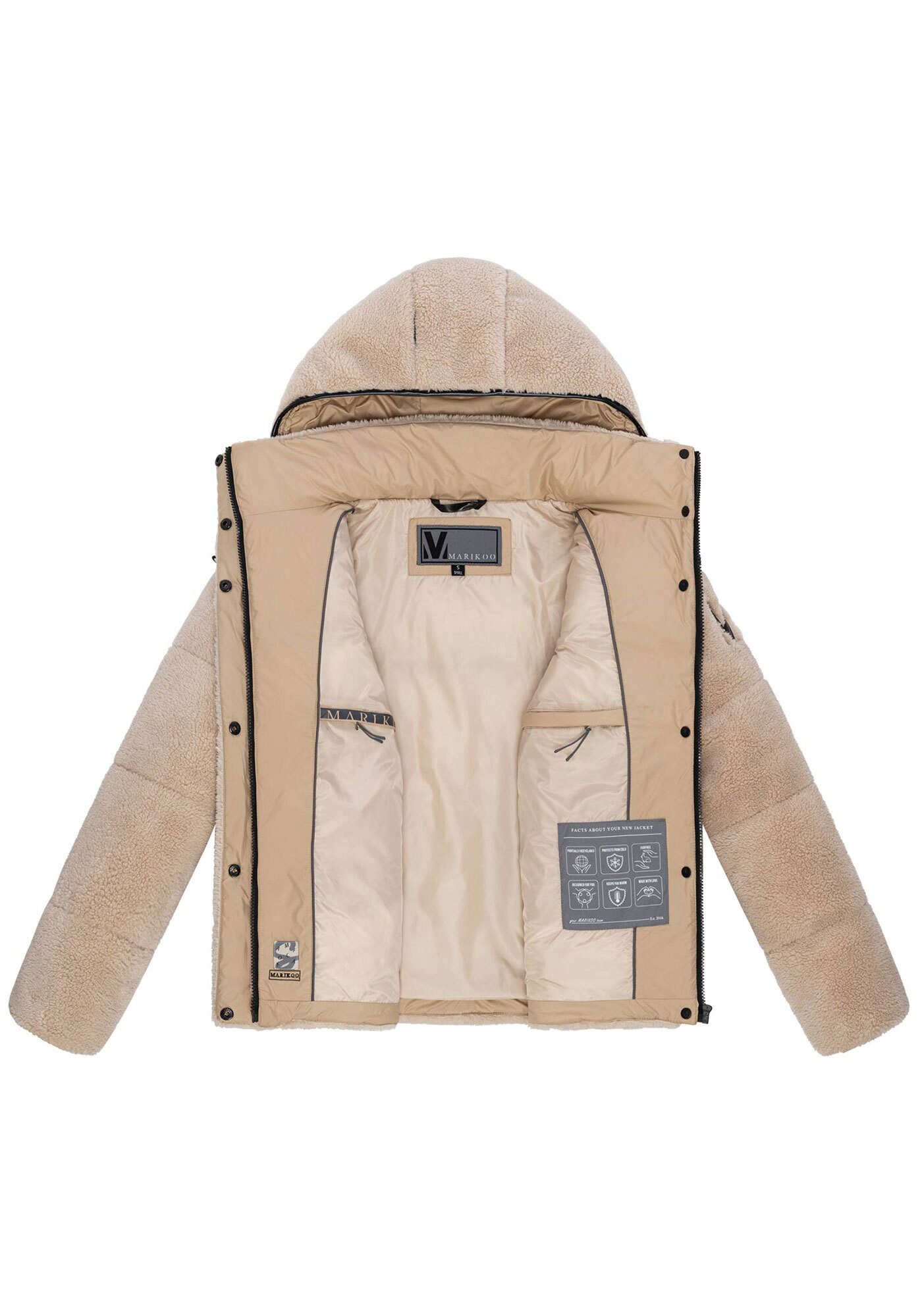 Marikoo Winterjacke Kaguraa warme Teddyfell Sherpa Jacke