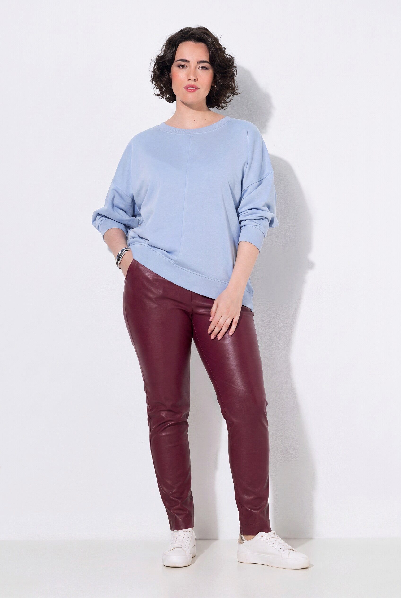 Ulla Popken Schlupfhose Bengalinhose Sienna Lederoptik schmales Bein