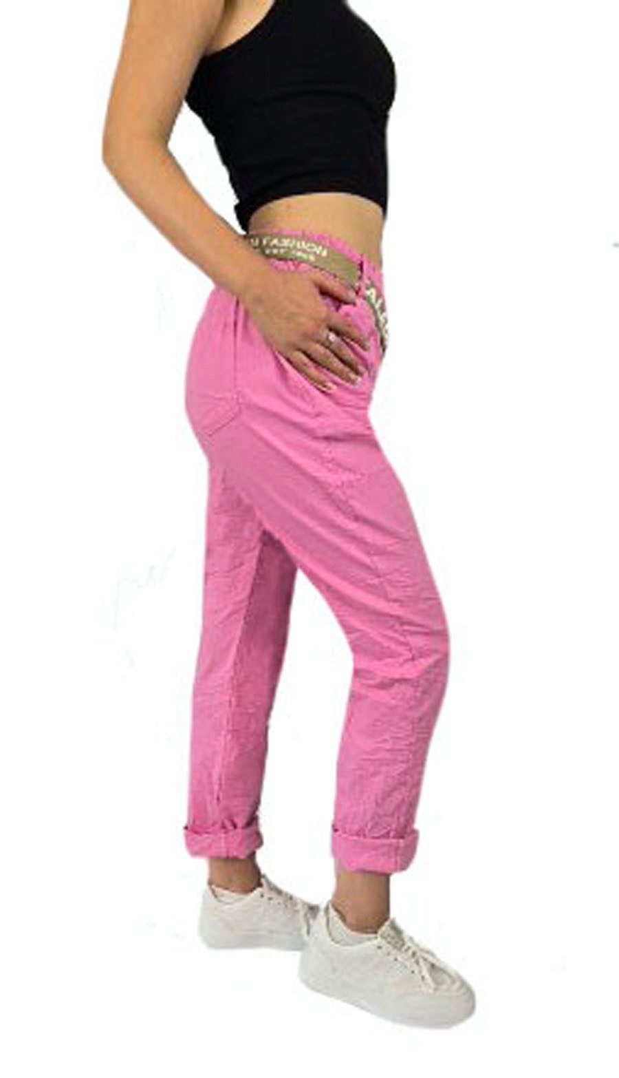Sa-Lucca Jogger Pants Damen Casual Jogpants Bequeme Stoffhose mit elastischem Bund & Gürtel Elastikbund