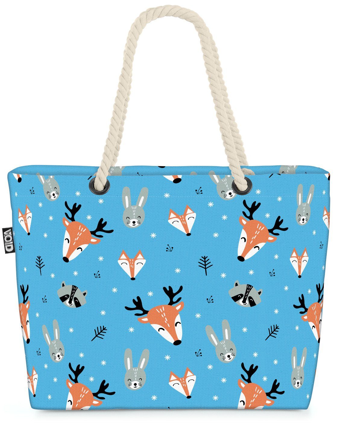 VOID Strandtasche (1-tlg), Tiere Kinder Muster Beach Bag Wald-Tiere Zoo Wandern Kinder Muster Märchen Bäum