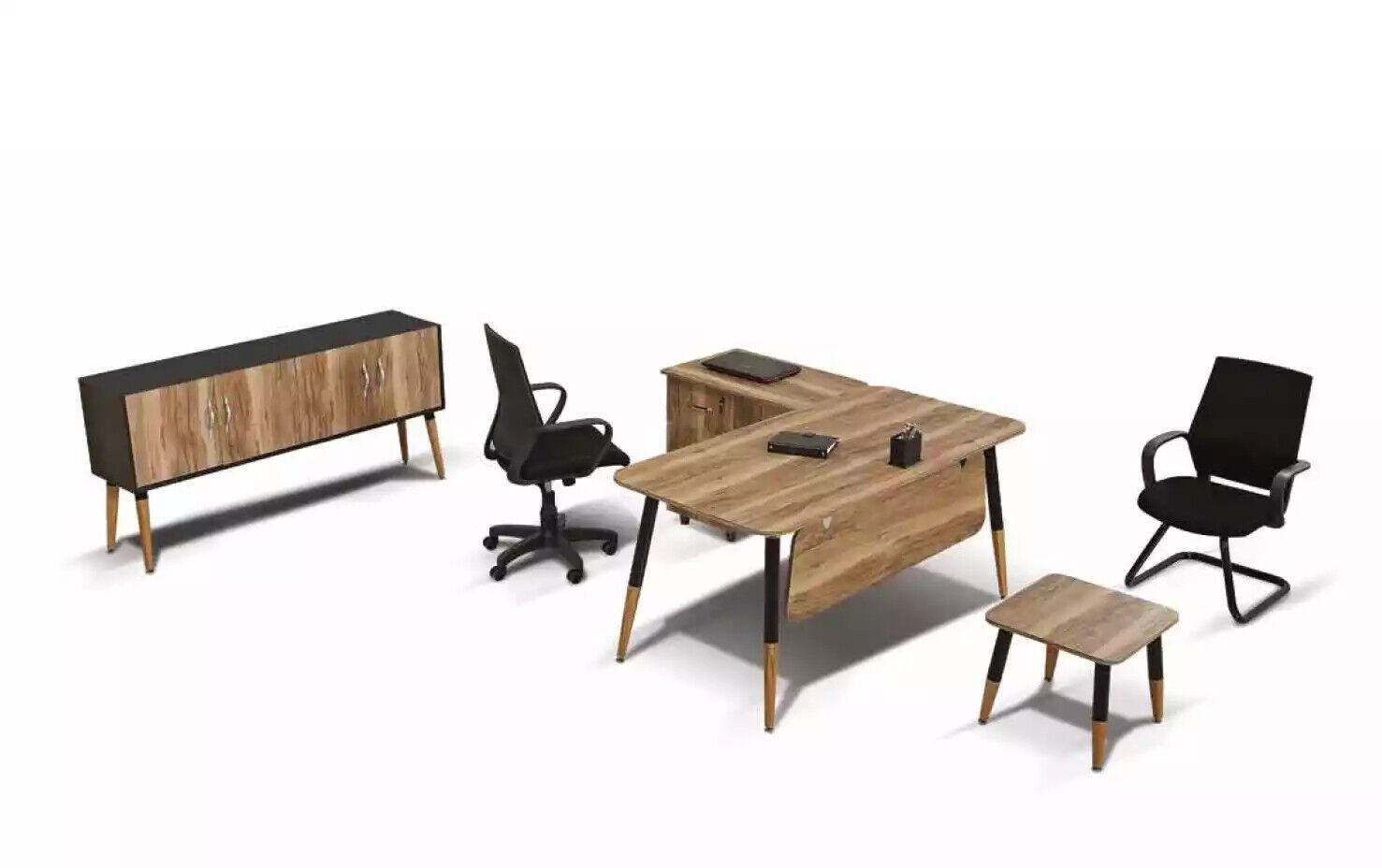 JVmoebel Eckschreibtisch Büromöbel Set Arbeitszimmer Büro Einrichtung Tisch Garnitur, Made In Europe