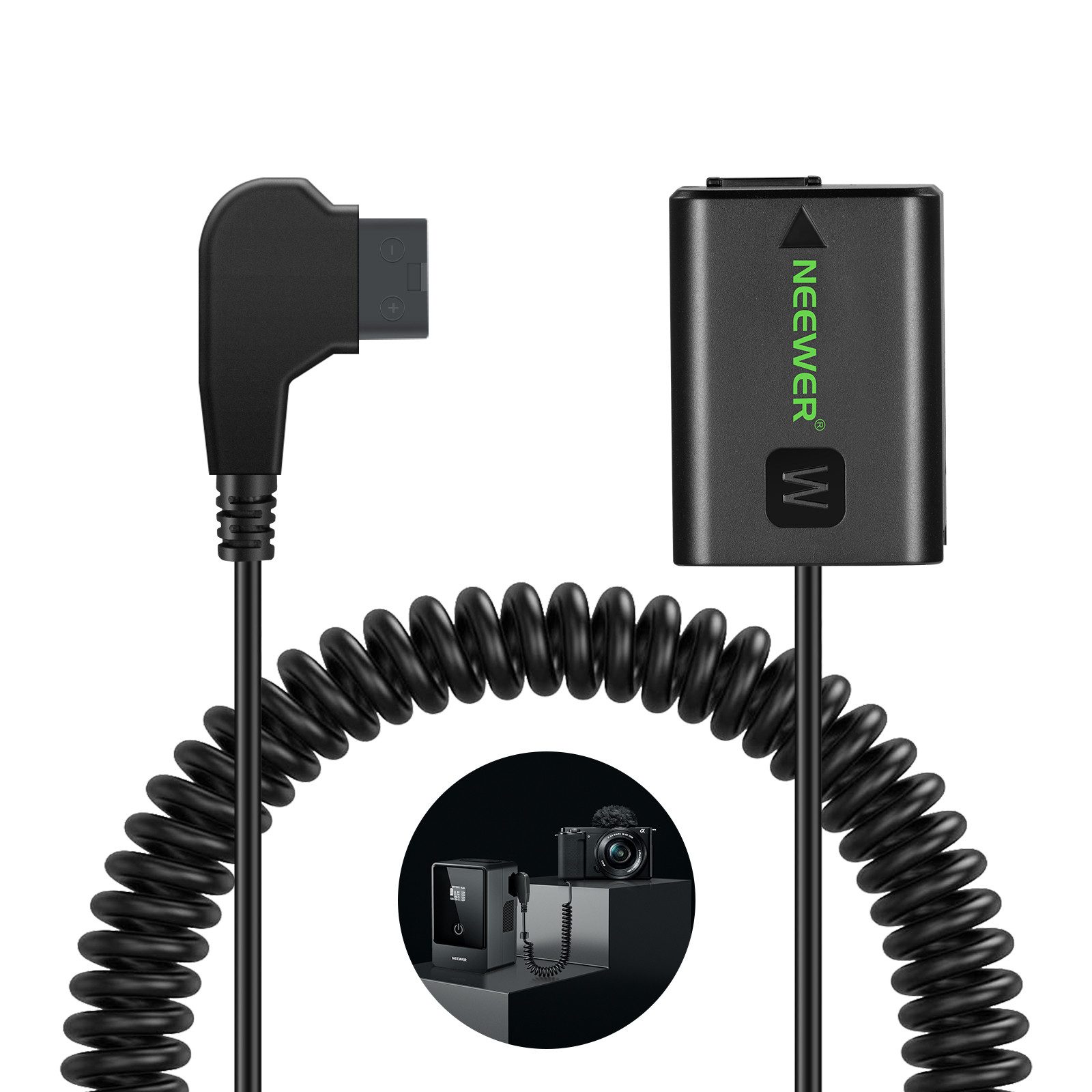 Neewer D Tap to NP-FW50 - Fälschungsakku mit V-Kabel Kamera-Akku, stabile Dauerspannung für Sony