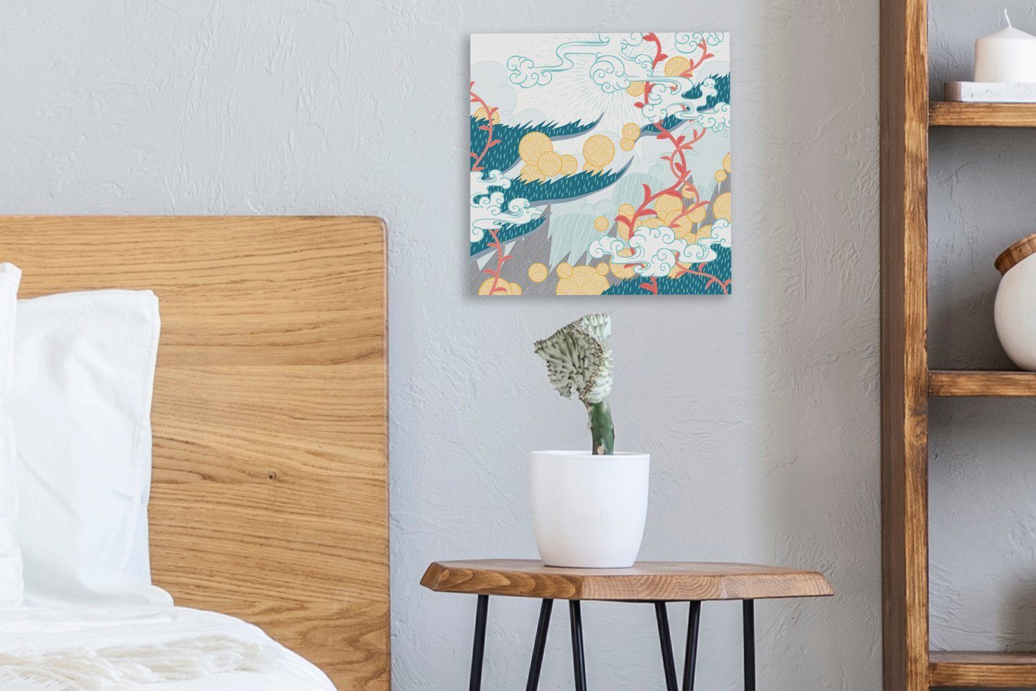 OneMillionCanvasses® Leinwandbild Abstraktes Muster Bilder für St), Leinwand Landschaft, Schlafzimmer (1 Wohnzimmer Japanische