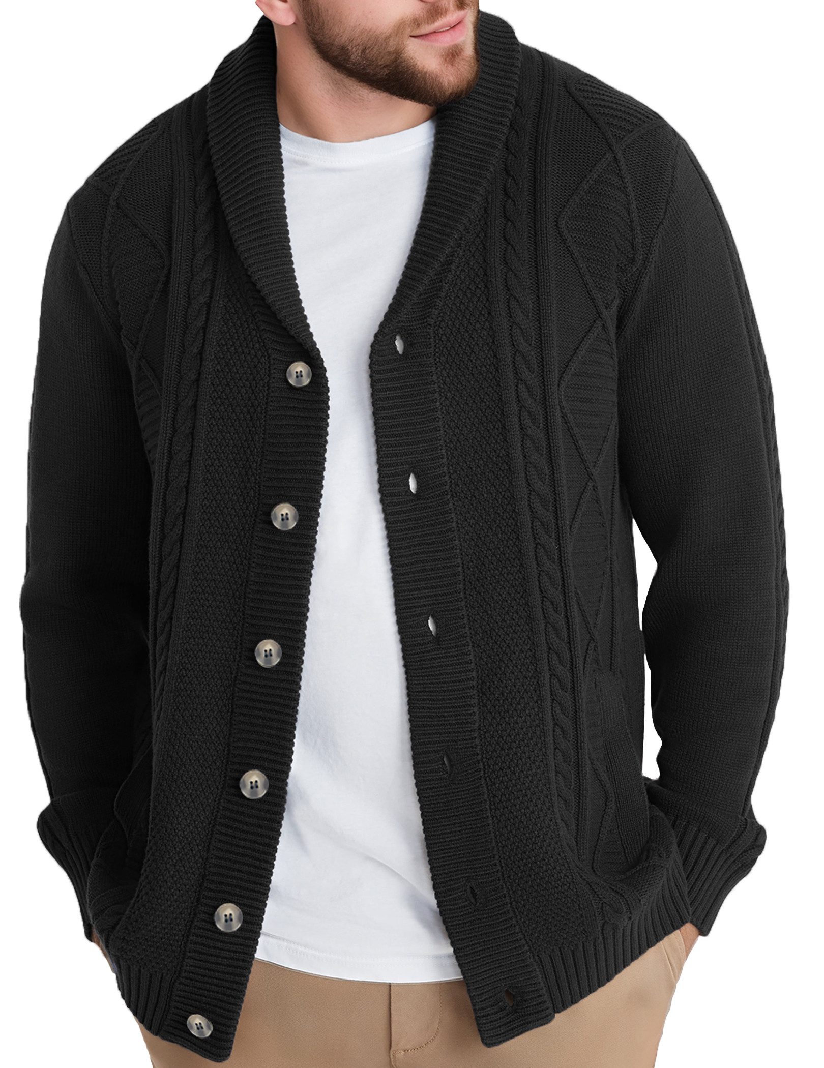 LUCKZON Strickjacke mit Schalkragen, lässig, langärmelig, günstig online kaufen