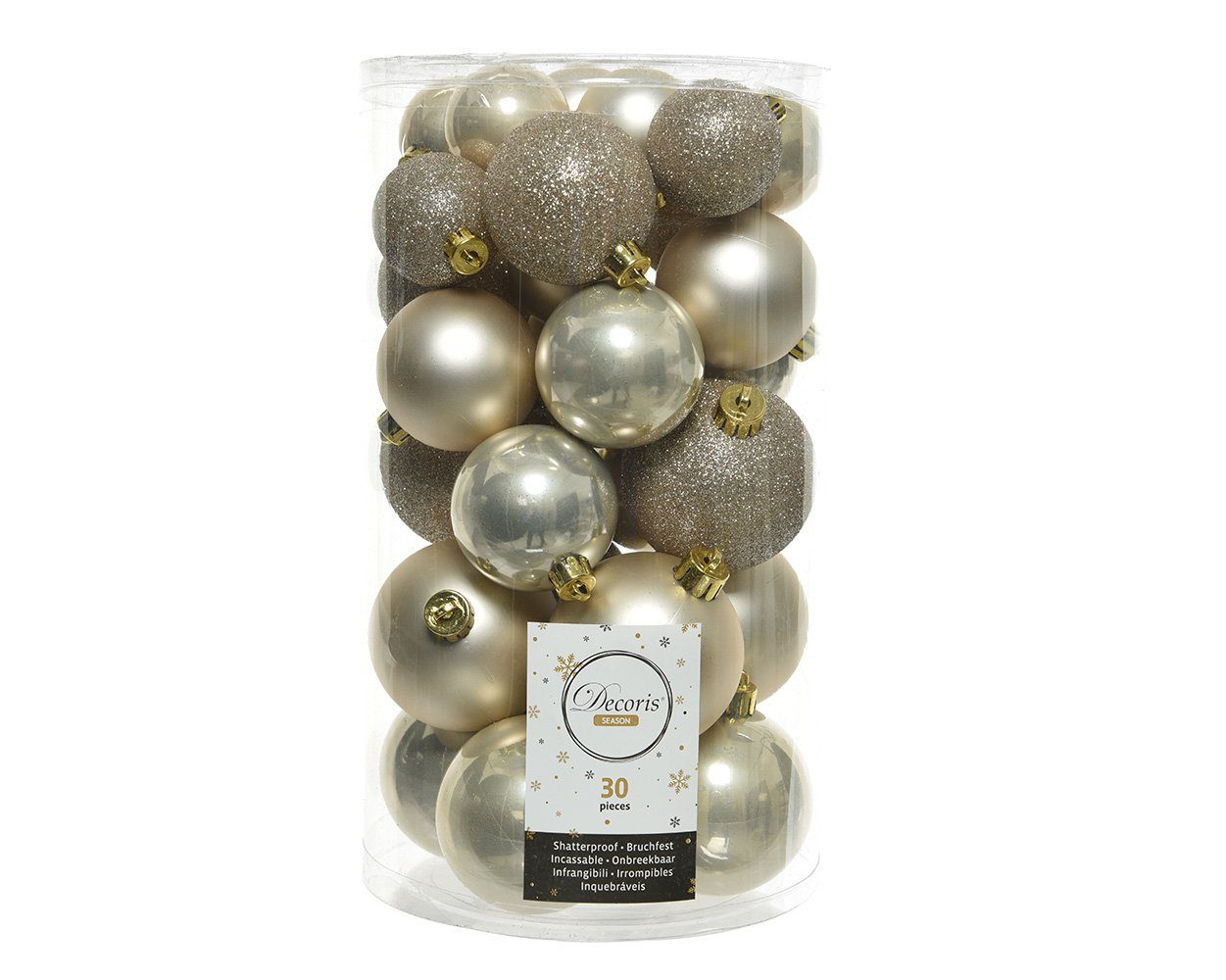 Decoris season decorations Christbaumschmuck, Set Mix perle, 4-6cm 30er Weihnachtskugeln Kunststoff