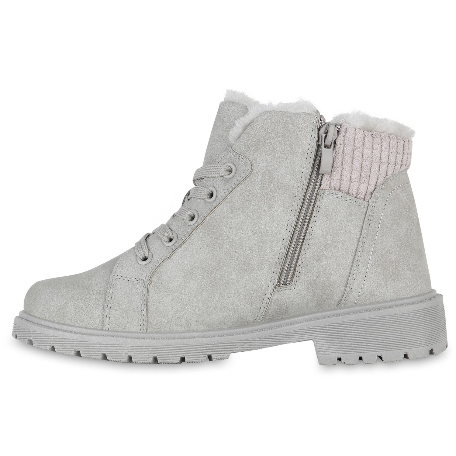 VAN HILL 841489 Stiefelette Damen Warm Gefüttert Worker Boots Stiefelette Bequem Prints