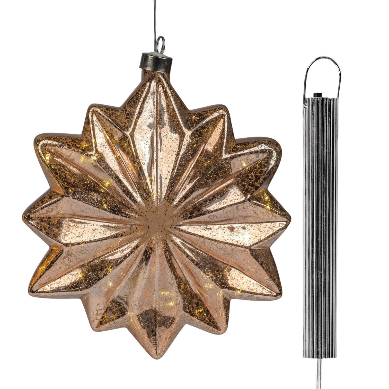 formano LED Dekolicht LED-Hängestern Amber aus Glas, warmweiß, 20 cm, mit Timer 6h / 18h, LED fest integriert