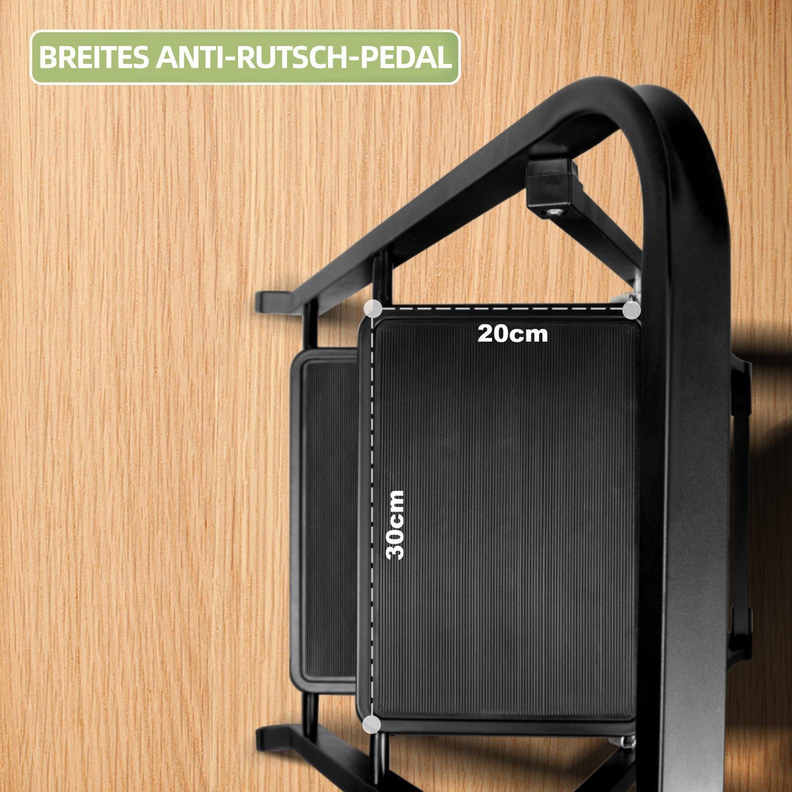 SunJas Trittleiter OZ-Step02 2/3 stufen Mit extrabreiten rutschfesten Trittstufen (Eisen Stehleiter, Multifunktionsleiter für Zuhause, Küche & Garten), Klappleiter & Handlauf Stehleiter bis 150 kg