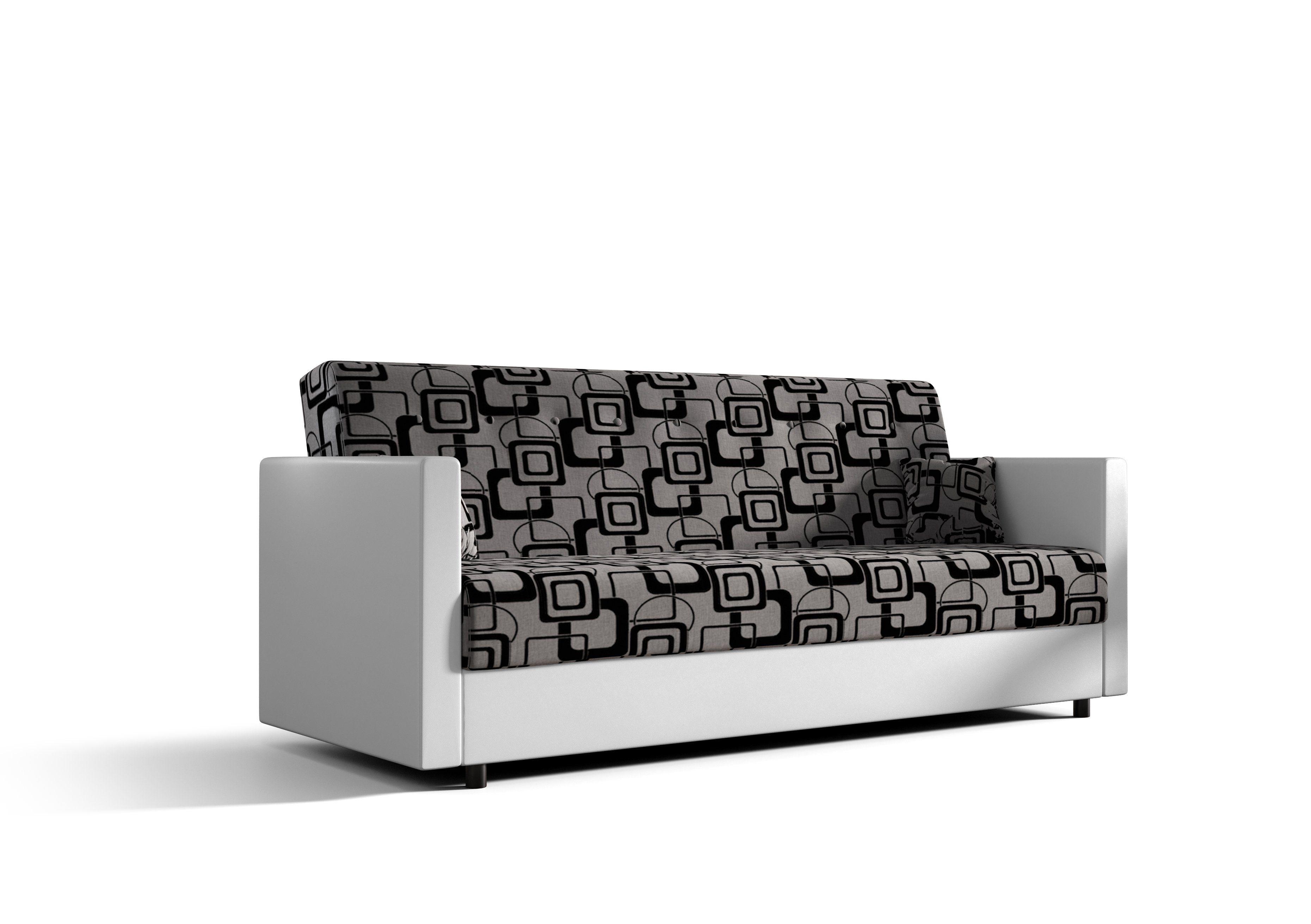 + Graues und Bettkasten COUCH pressiode Schlaffunktion Weiß Quadrate Sofa Schlafsofa, 210cn mit MARIBO