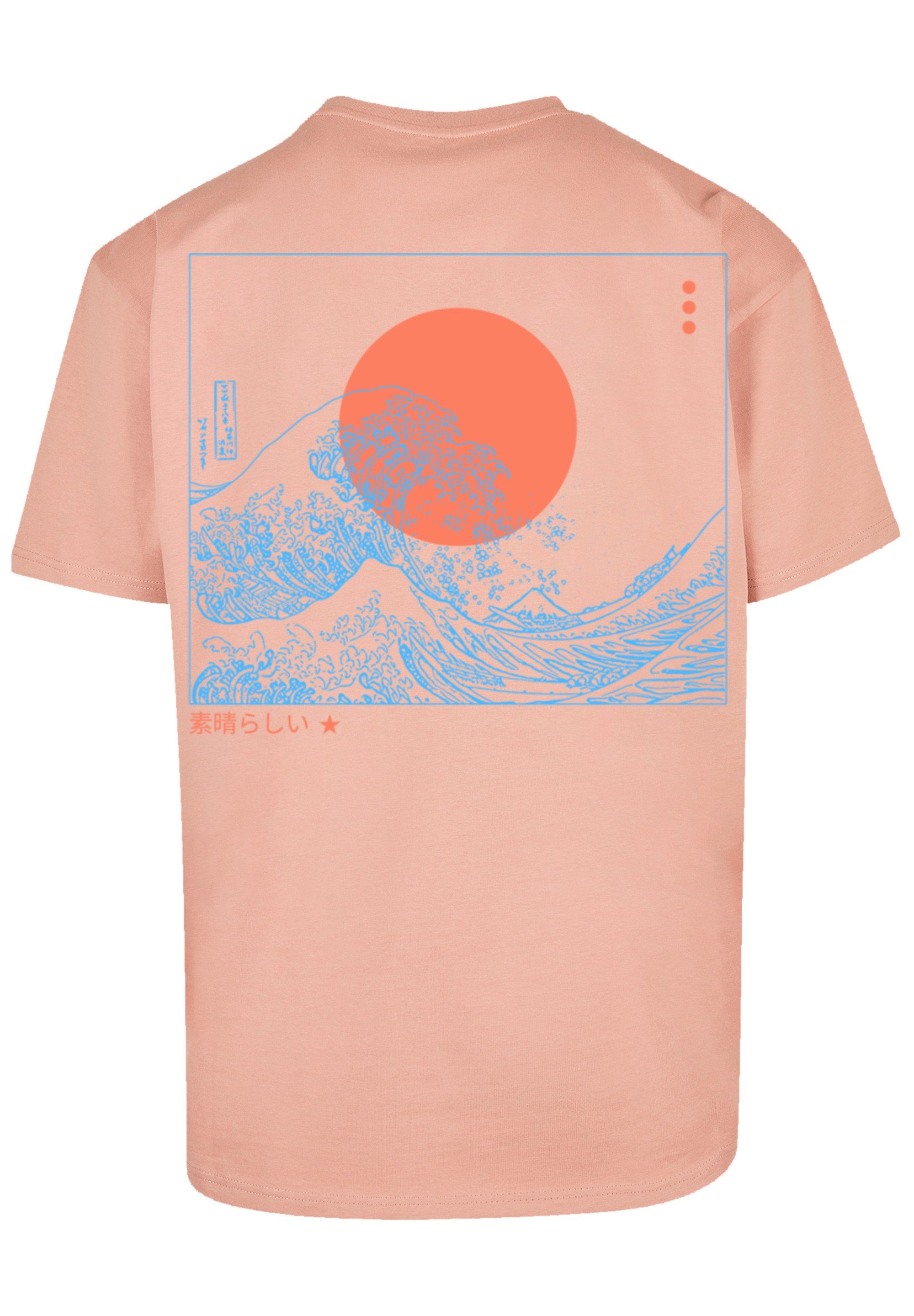 F4NT4STIC T-Shirt PLUS SIZE Kanagawa Welle Print amber