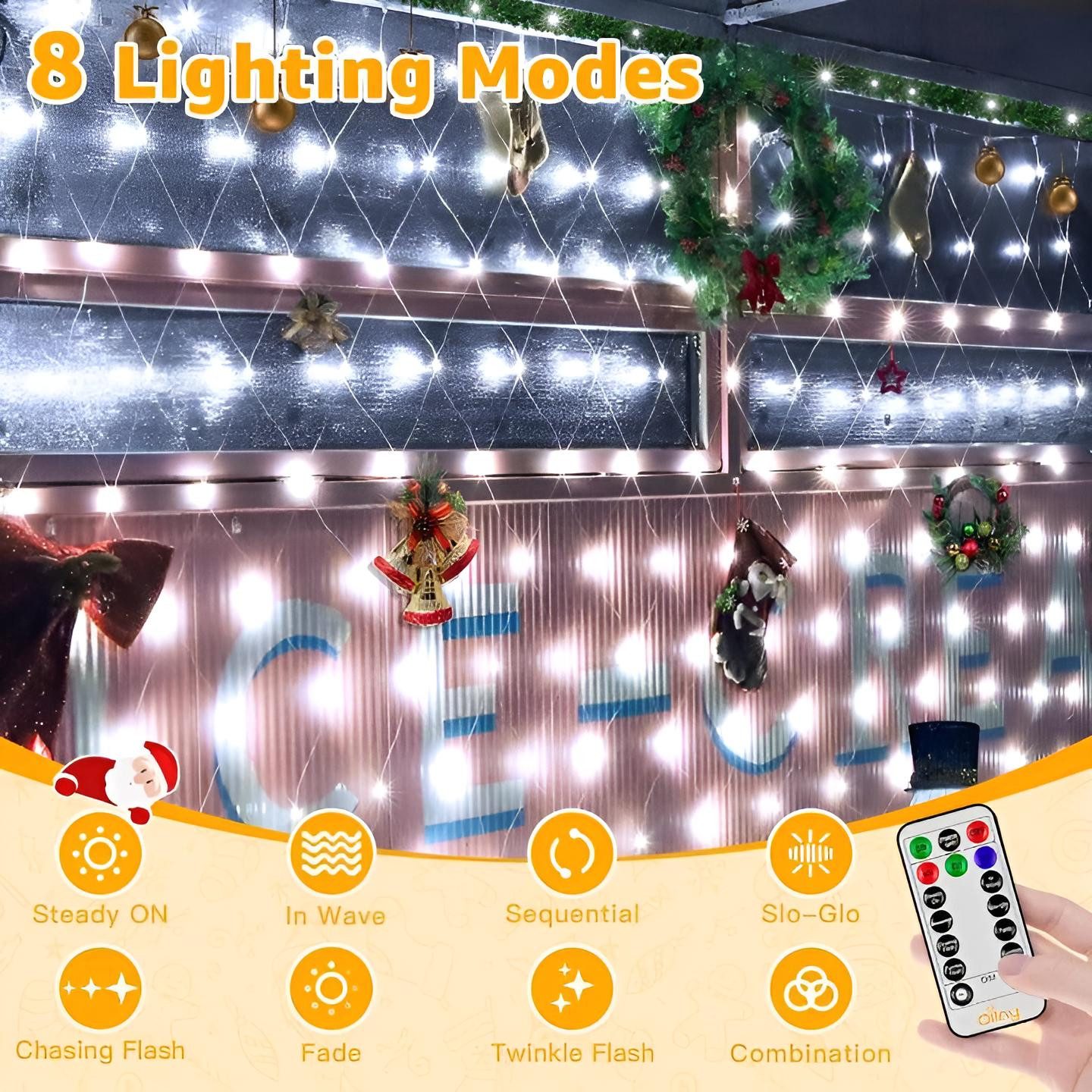 Diyarts LED-Lichternetz, 200-flammig, Wasserdicht, Timer, Dimmfunktion günstig online kaufen