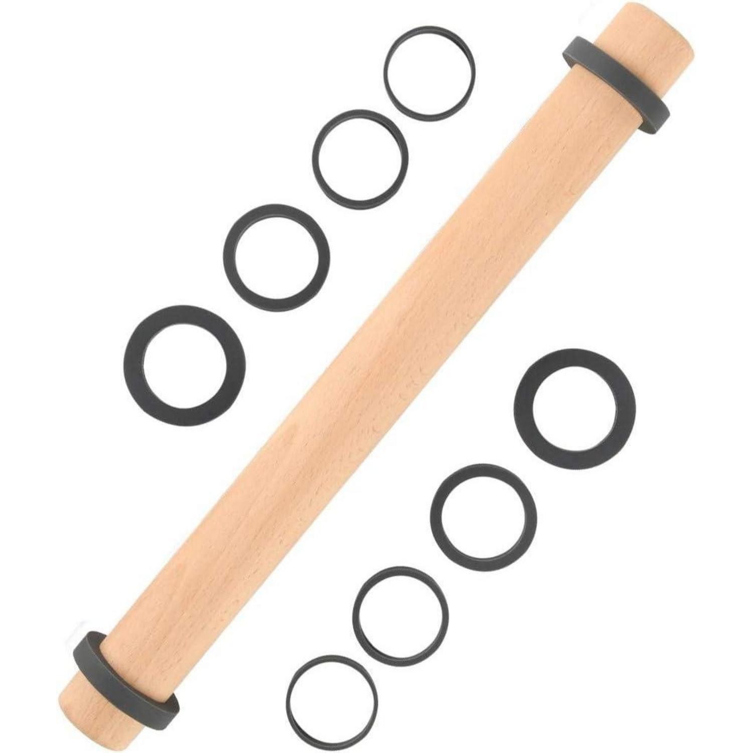 SUPER KITCHEN Nudelholz Buchenholz Nudelholz Teigroller Einstellbar 5 Größen 40cm