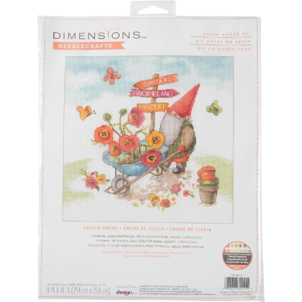 Dimensions Kreativset Dimensions Kreuzstich Stickpackung "Gartenzwerg", Zählmuster, 25,4x25, (embroidery kit by Marussia)