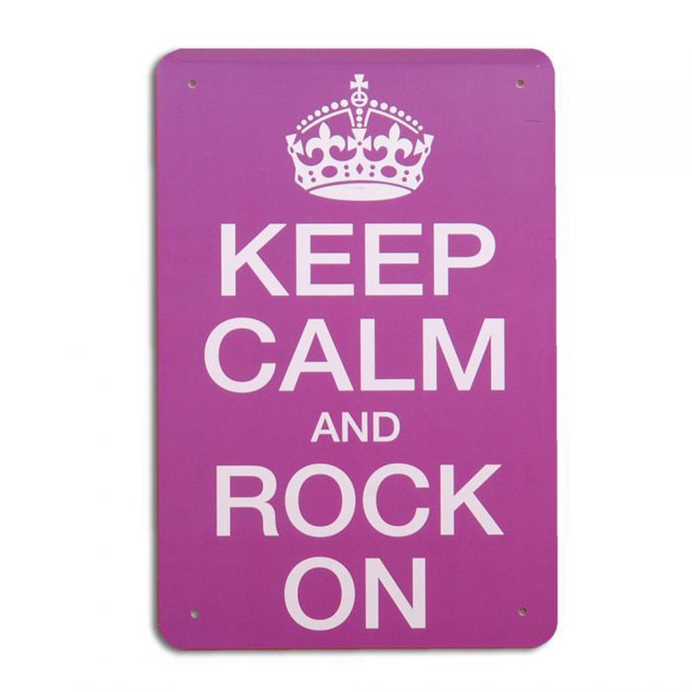 Metallbild Metallschild ROCK ON Vintage Schild im Retro-Design