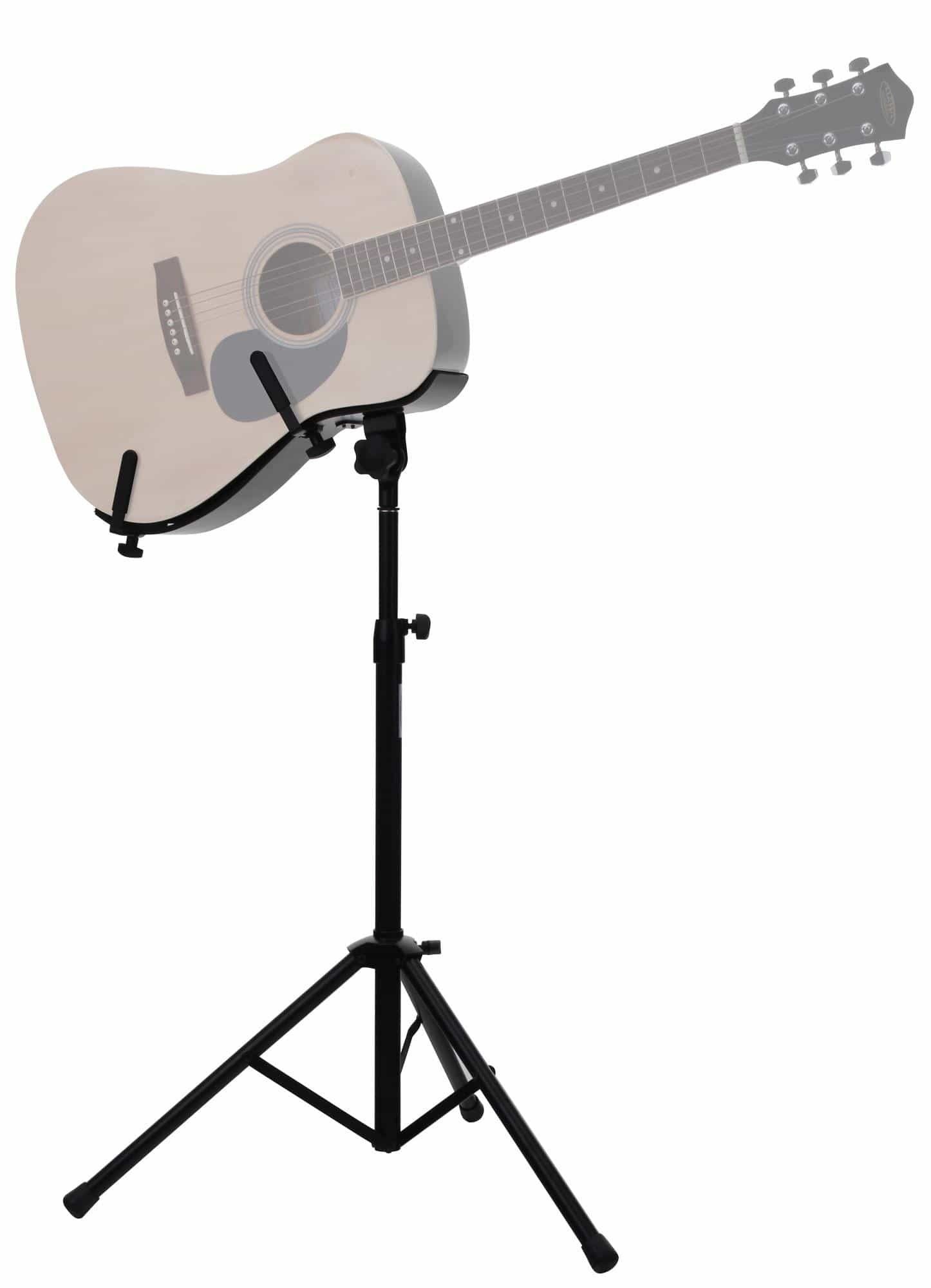 Classic Cantabile Gitarrenständer Gitarrenspielständer für Live-Auftritte, höhenverstellbar, geschwungene Gitarrenaufnahme