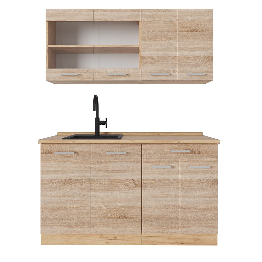 Vicco Küchenzeile R-Line, Sonoma/Goldkraft Eiche, 140 günstig online kaufen