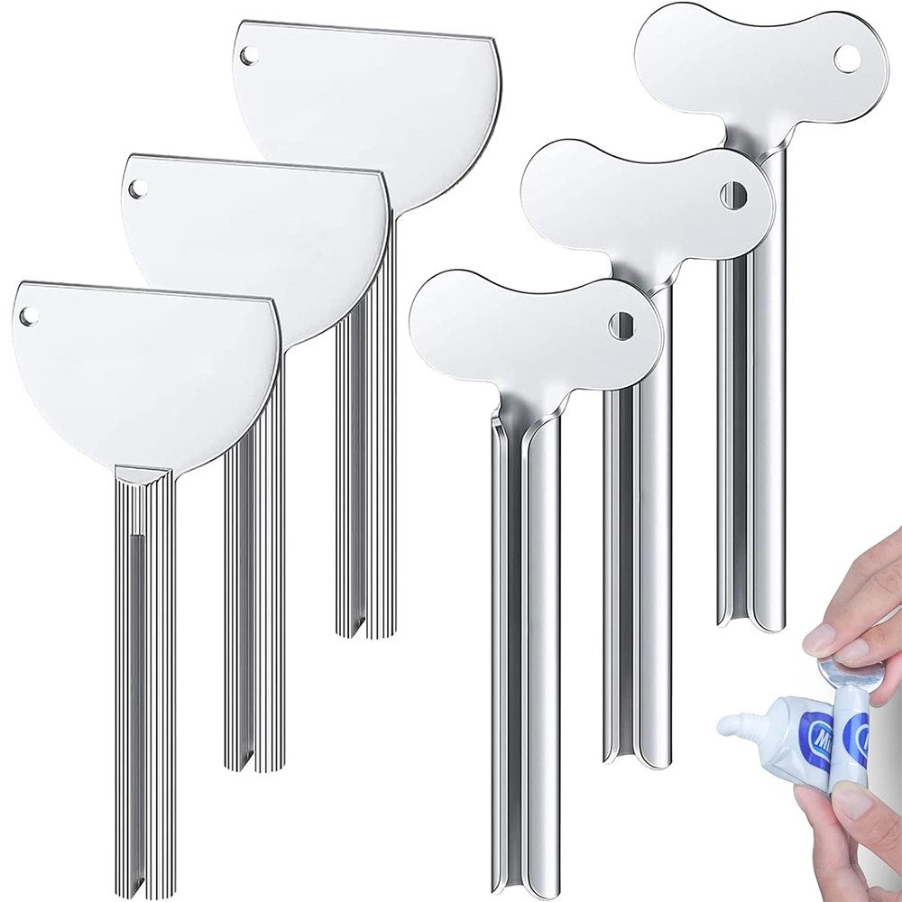 AFKSMILE Tubenquetscher 6 Stücke Tubenquetscher Edelstahl Tubenausdrücker Metall Tubenpresse (6 St), Toothpaste Squeezer, Tubenaufroller für Zahnpasta, Haarfärbemittel