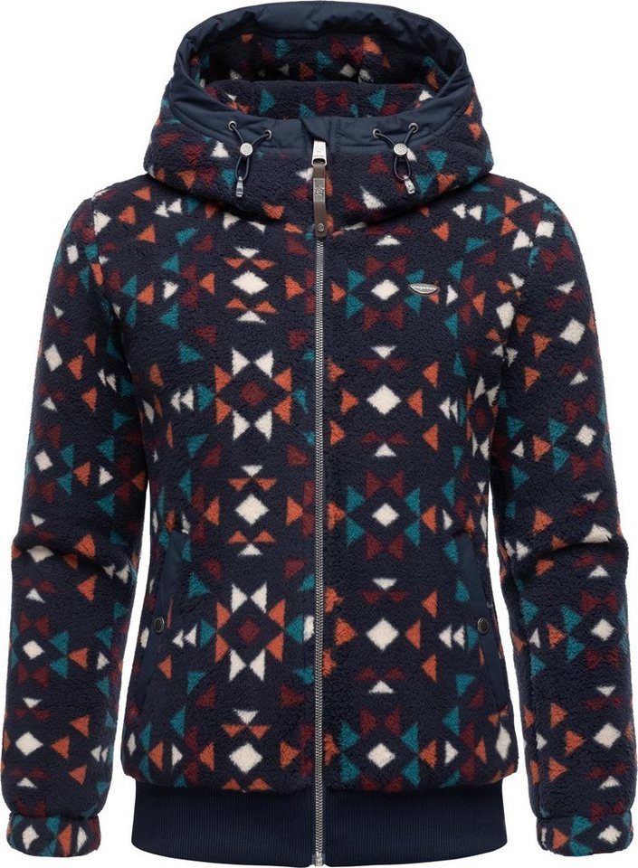 Ragwear Outdoorjacke Cousy Short Aztec flauschige Übergangsjacke mit  Teddyfell und Kapuze, Bequemster Begleiter der Übergangszeit (Frühling,  Herbst)