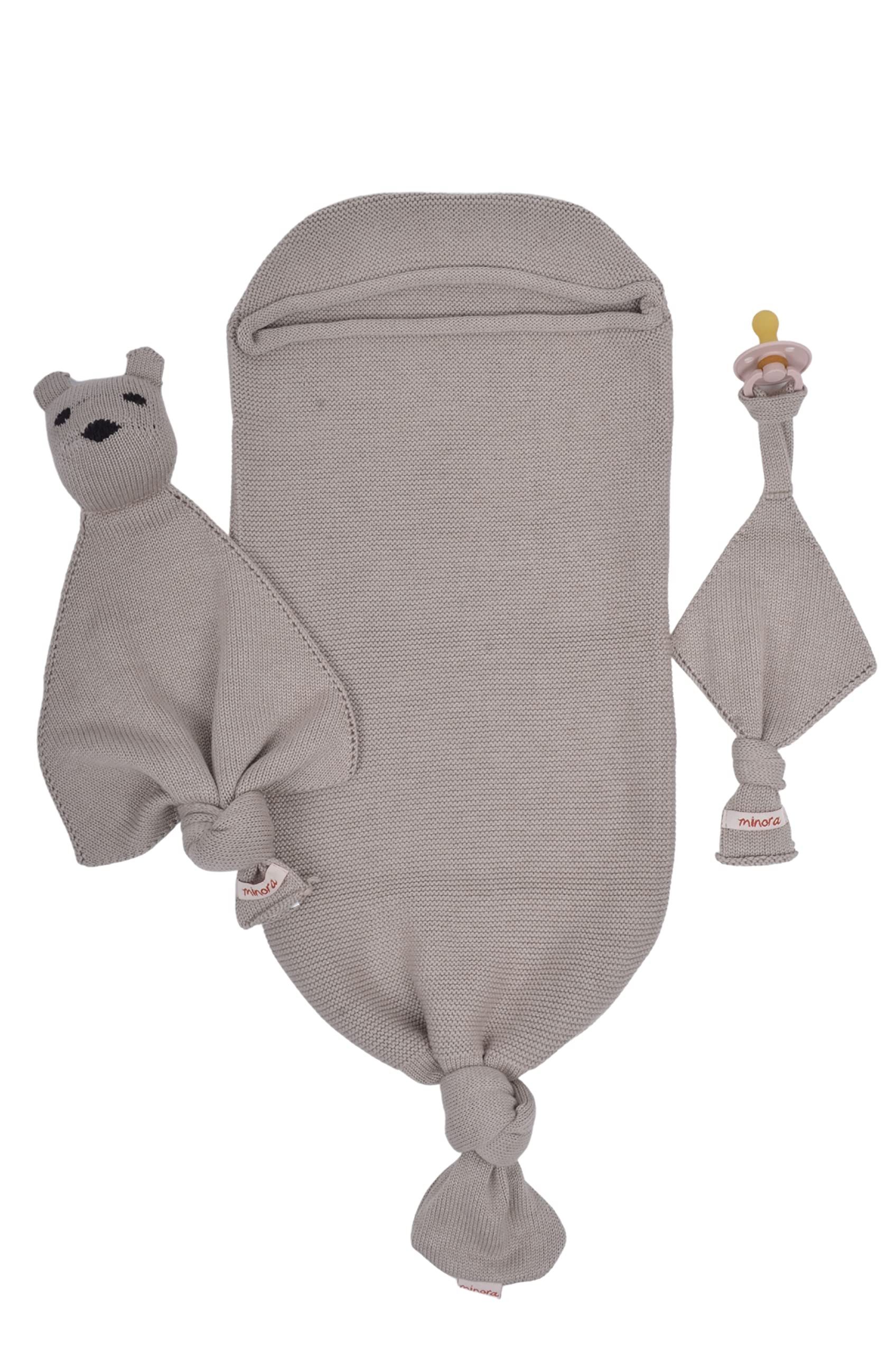 Babydecke Minora Baby Strickwaren Cocoon-Tedy Swaddle Set, 0-8 Monate, Minora