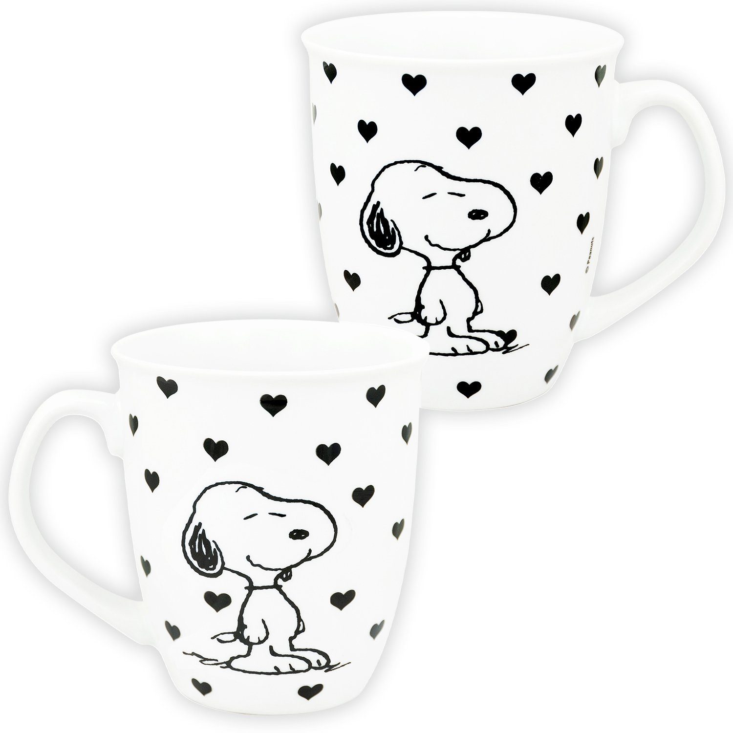 United Labels® Tasse The Peanuts Tasse Snoopy - Herzen Kaffeebecher Weiß aus Keramik 280 ml, Keramik