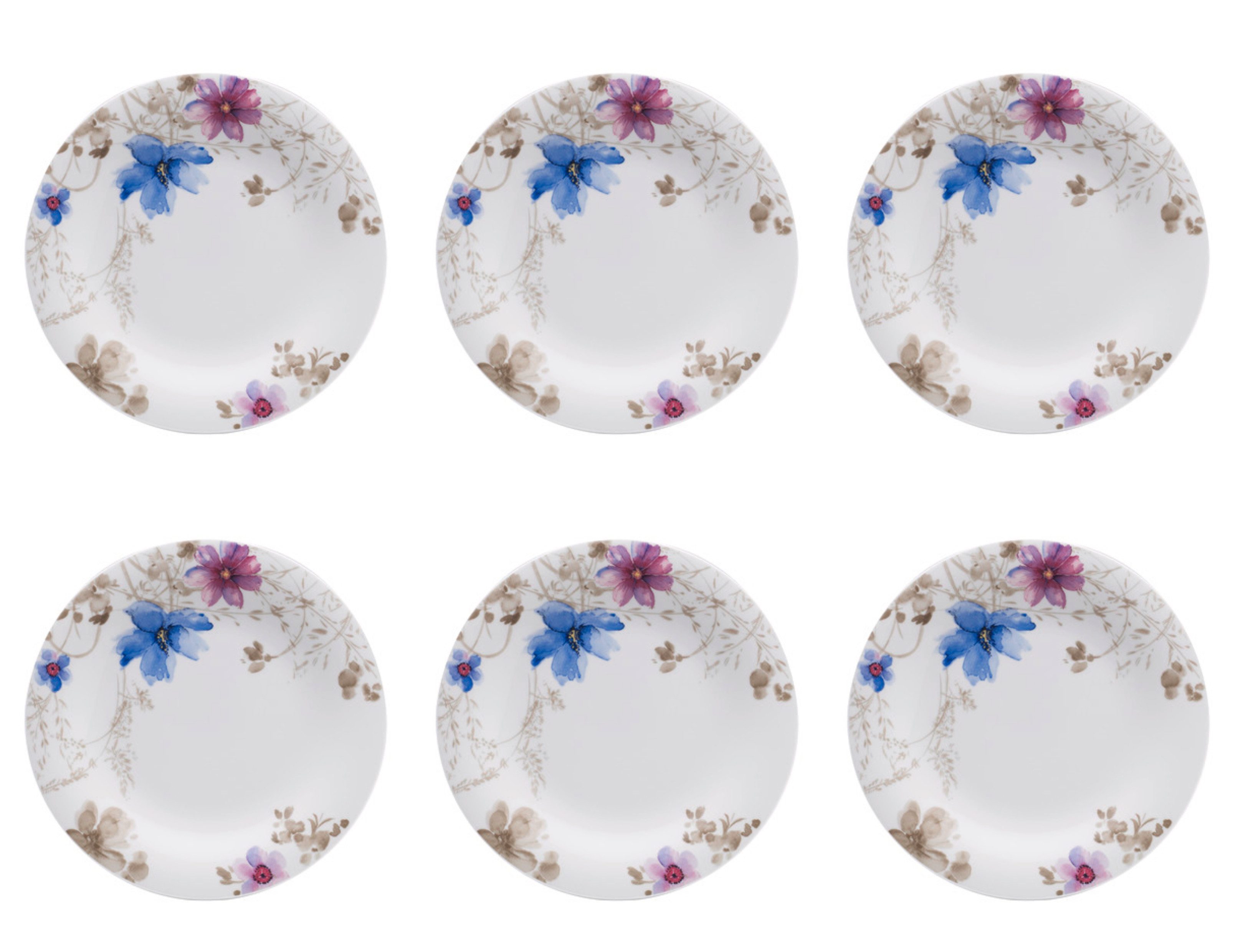 Villeroy & Boch Speiseteller Mariefleur Gris, Spülmaschinengeeignet, Mehrfarbig, Blumen, H: 2.5cm