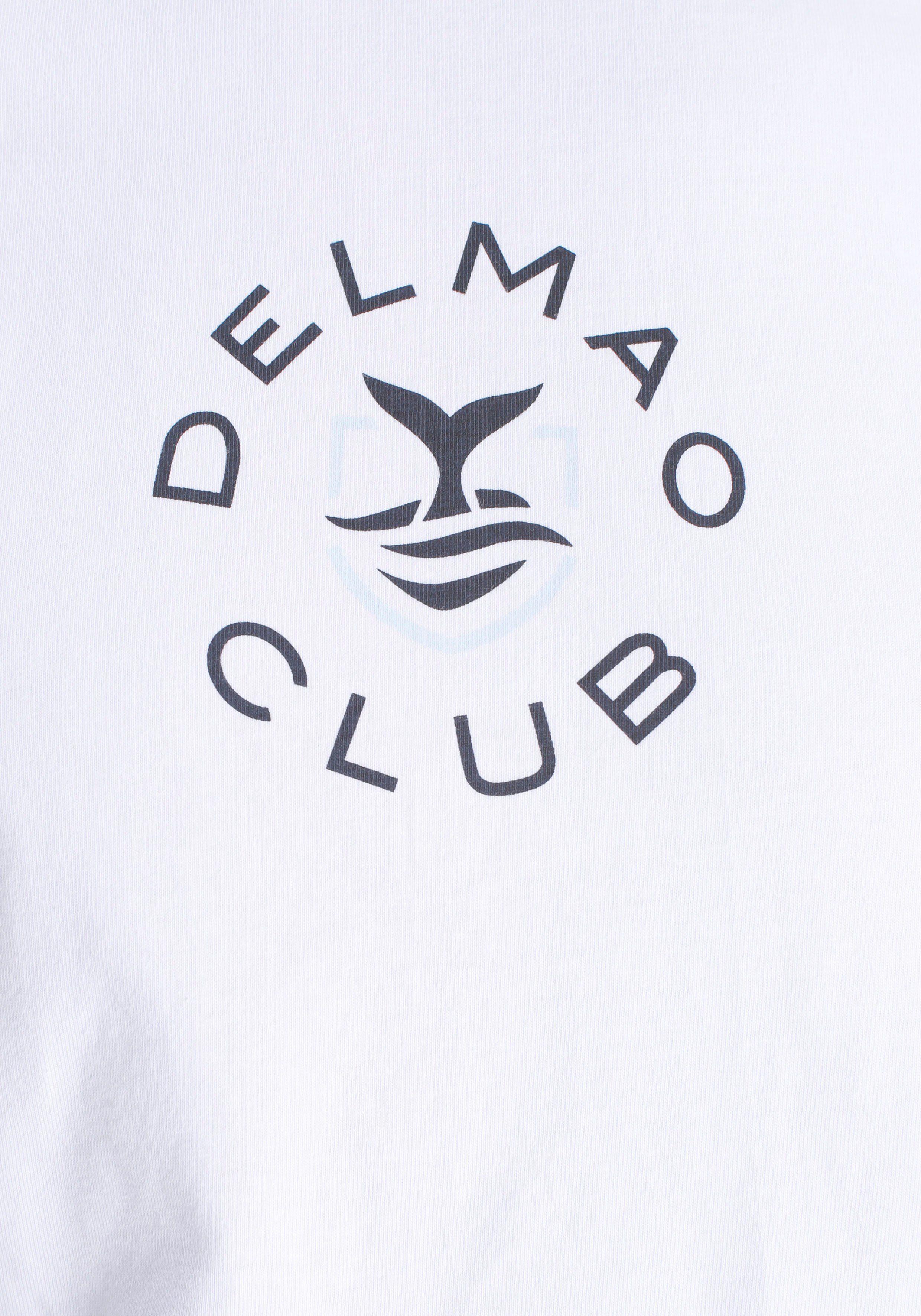 und Halsausschnitt-NEUE mit am MARKE! DELMAO Brustprint T-Shirt Schriftzug