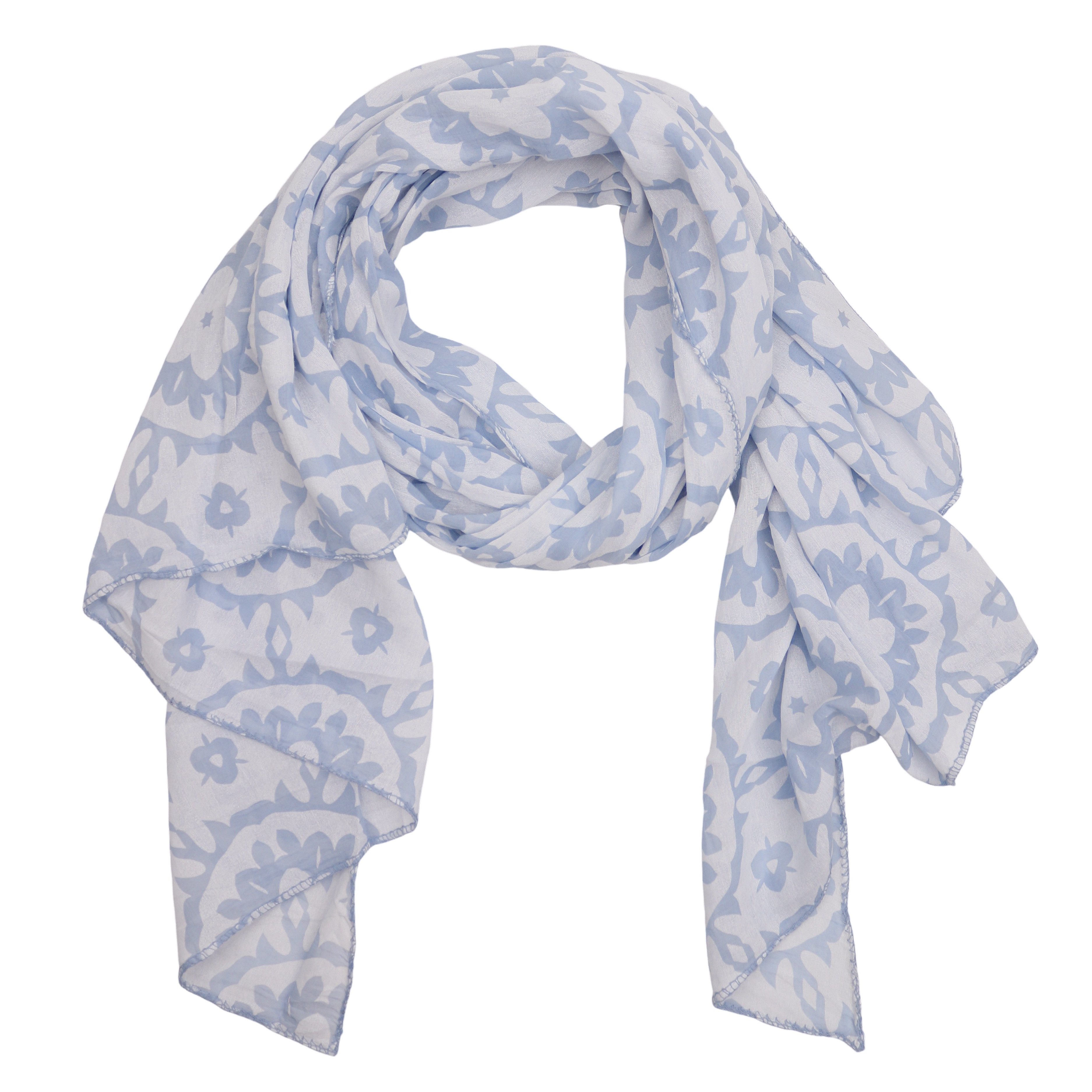 MIRROSI Modeschal Asymmetrischer Schal, Made in Italy 20% Seide 80% Baumwolle, (ca.170x77cm; leicht und bequem, Boho Muster), Damen Halstuch ideal für Frühling, Sommer und Herbst