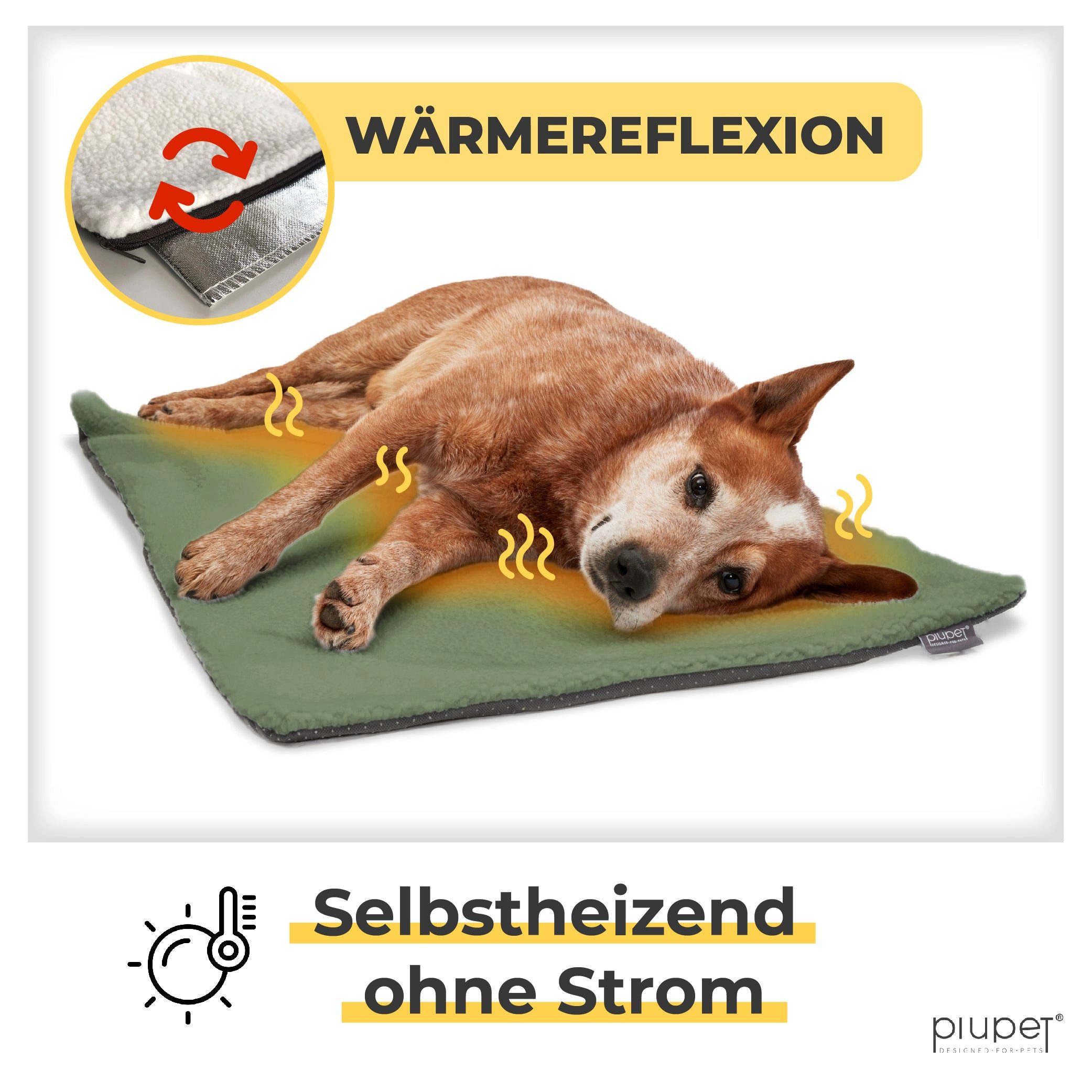 Piupet Tierdecke Selbstheizende Decke Hund I 90x60cm I Heizdecke ohne Strom günstig online kaufen