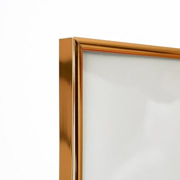 queence Einzelrahmen 2er-Set - Gold - Kunststoffrahmen - Poster/Puzzlerahmen, (1 St), Kunststoffvorderseite, Verschiedene Größen, zum aufhängen, goldener Bilderrahmen