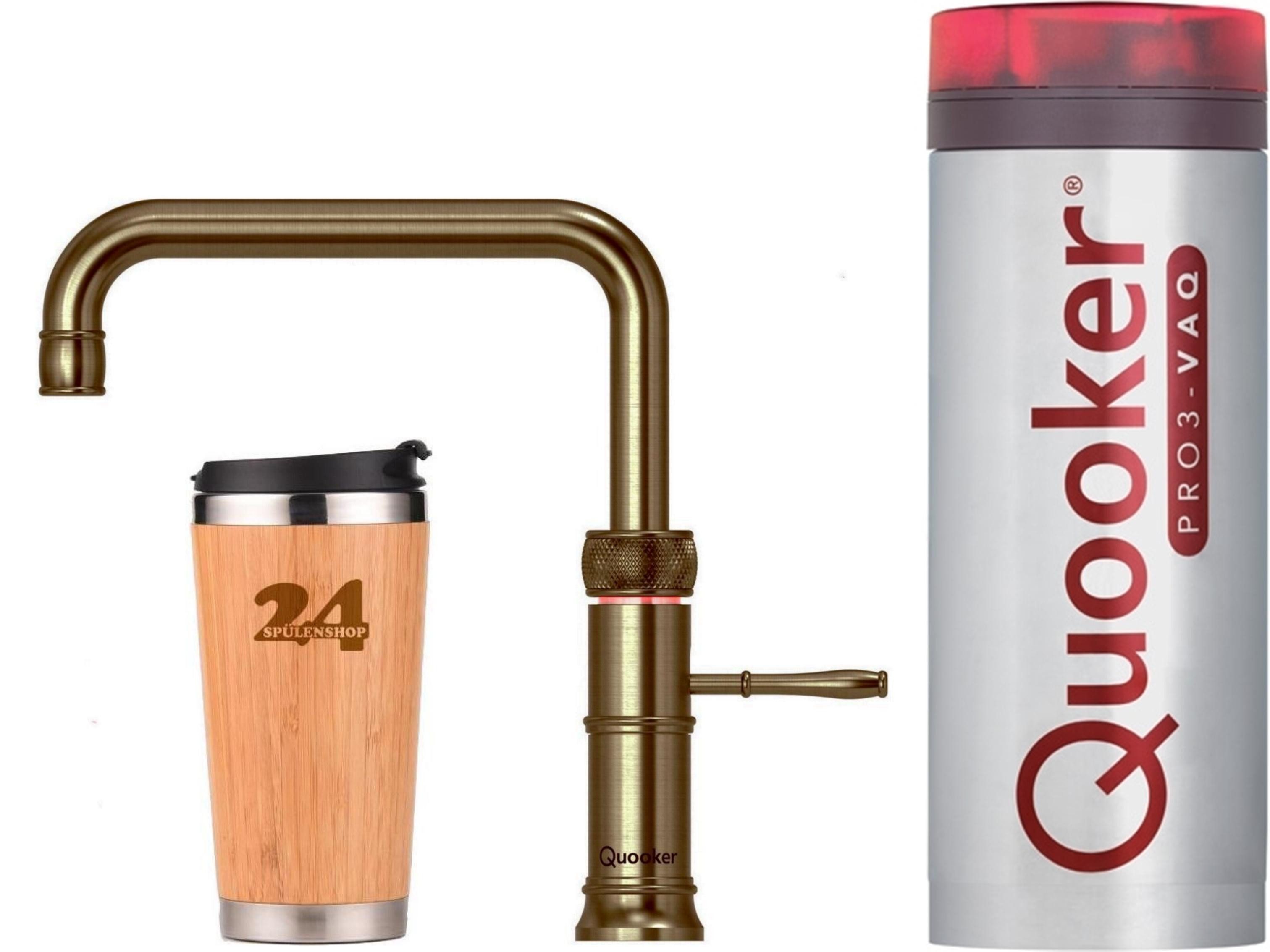 QUOOKER Küchenarmatur QUOOKER CLASSIC FUSION Square VAQ PRO3 100°C Armatur (3CFSPTN) (2-St) Spültischmischer mit 100°C Kochendwasserfunktion