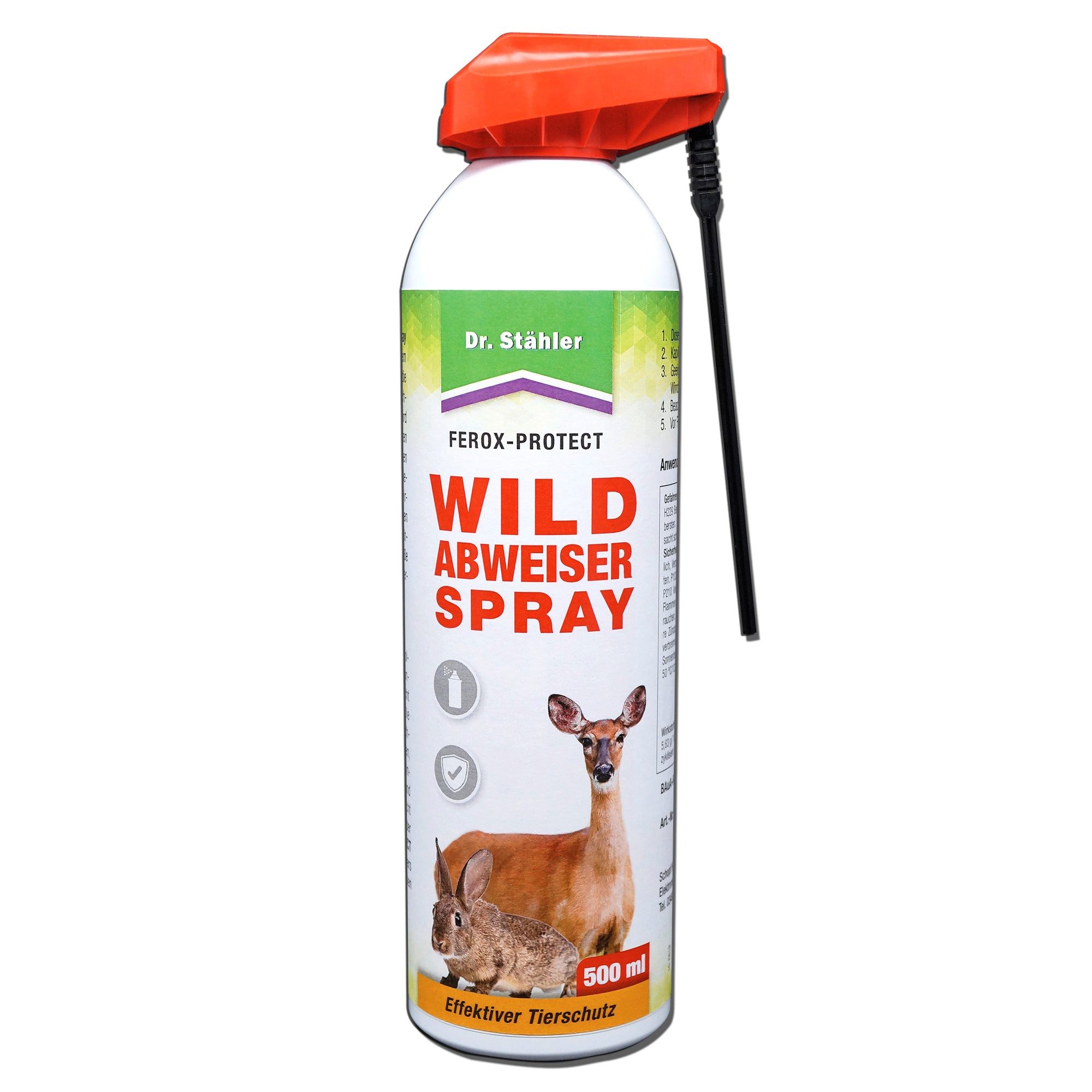 Dr. Stähler Vergrämungsmittel Wildabweiser Spray - Schutz vor Wildtieren auf dem Grundstück, 500 ml, Effektiver Schutz vor Wildtieren Rehen, Hirschen und Kaninchen, 1-St., Wirkt durch Geruch und Bewegung hält Wildtiere fern schützt Pflanzen, Effektiver Schutz Einfache Anwendung Vielseitig einsetzbar