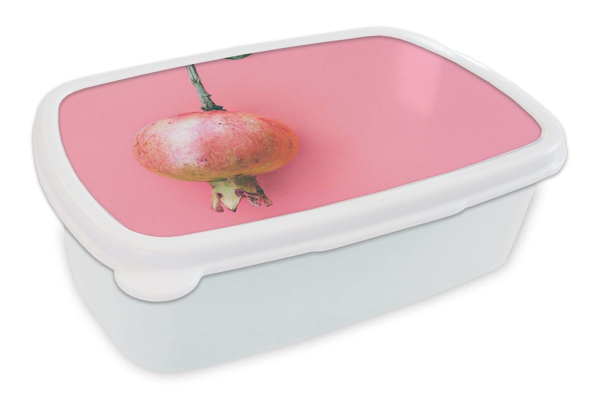 MuchoWow Lunchbox Pflanzen - Sommer - Rosa, Kunststoff, (2-tlg), Brotbox für Kinder und Erwachsene, Brotdose, für Jungs und Mädchen weiß