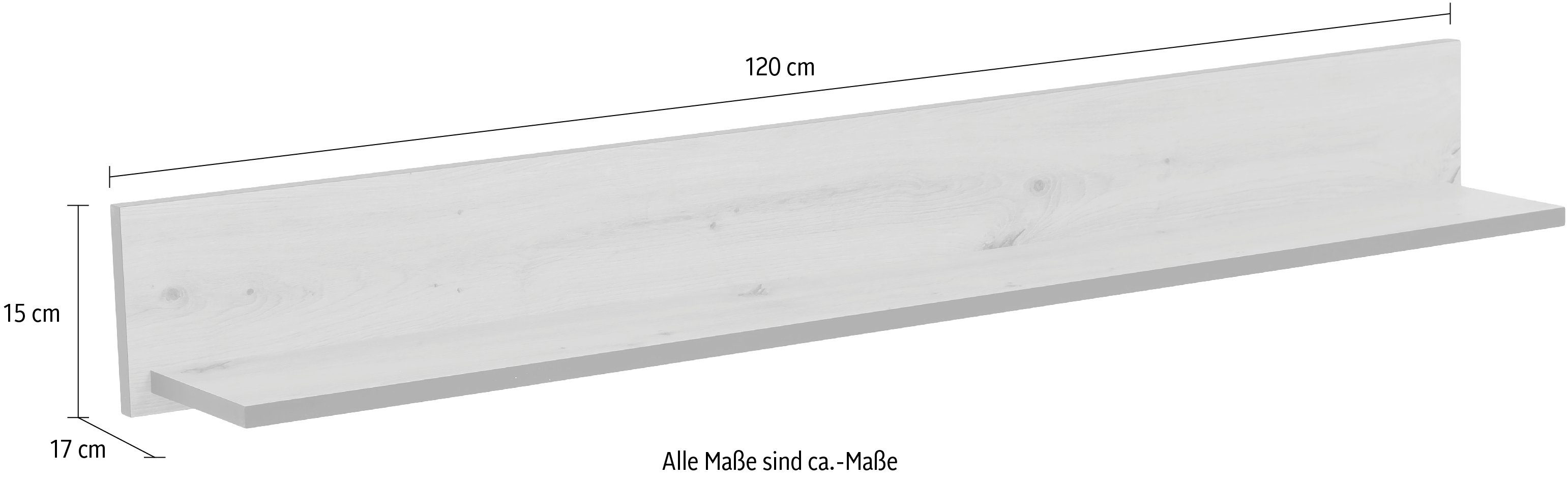 HELA Wandboard Ariana, Artisan Schwarz abgesetzte Eiche 120 cm Eiche | Kanten, Artisan