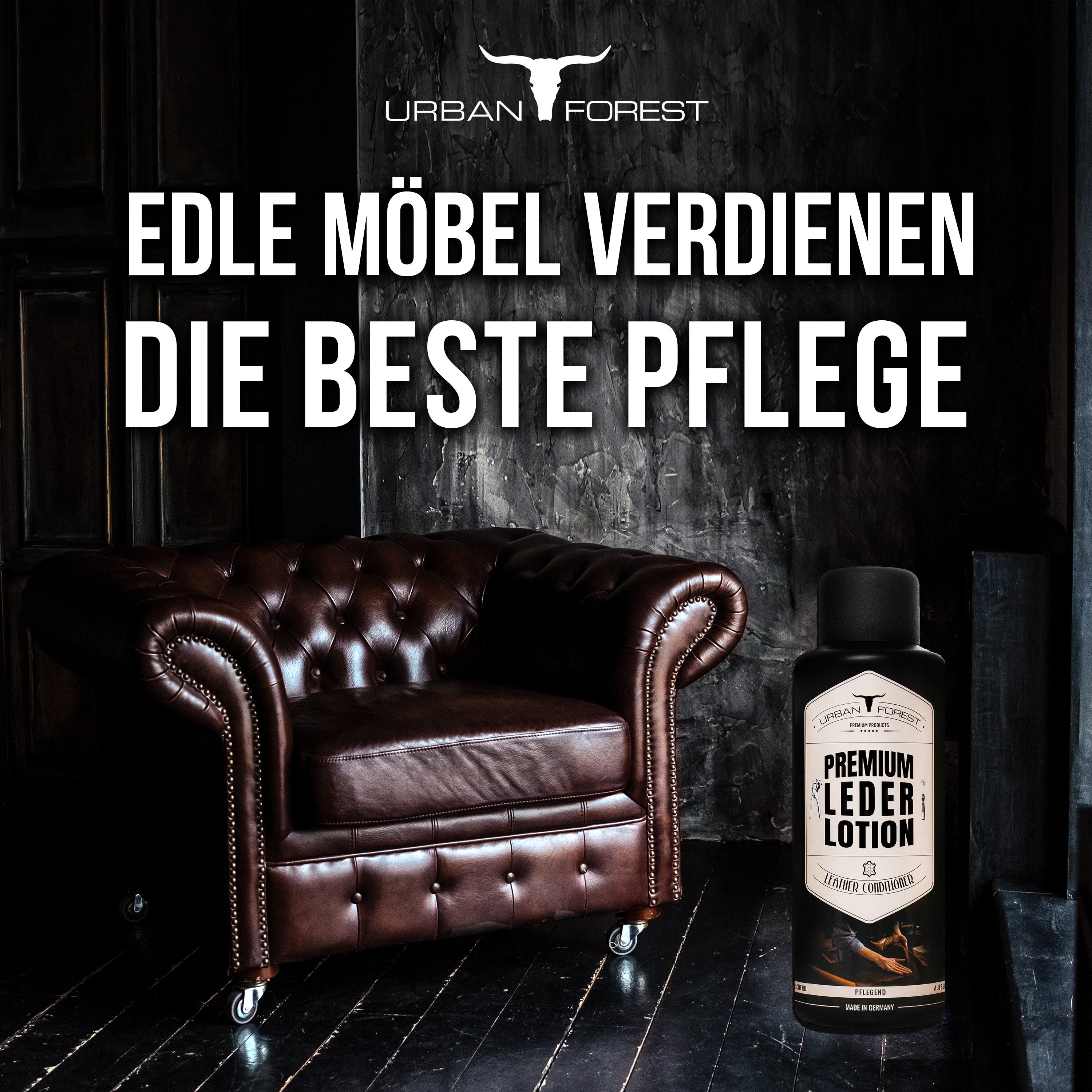 URBAN FOREST Sparset Leder Balsam + Leder Reiniger +Leder Lotion 3x 500ml Lederpflegeset (1 St)