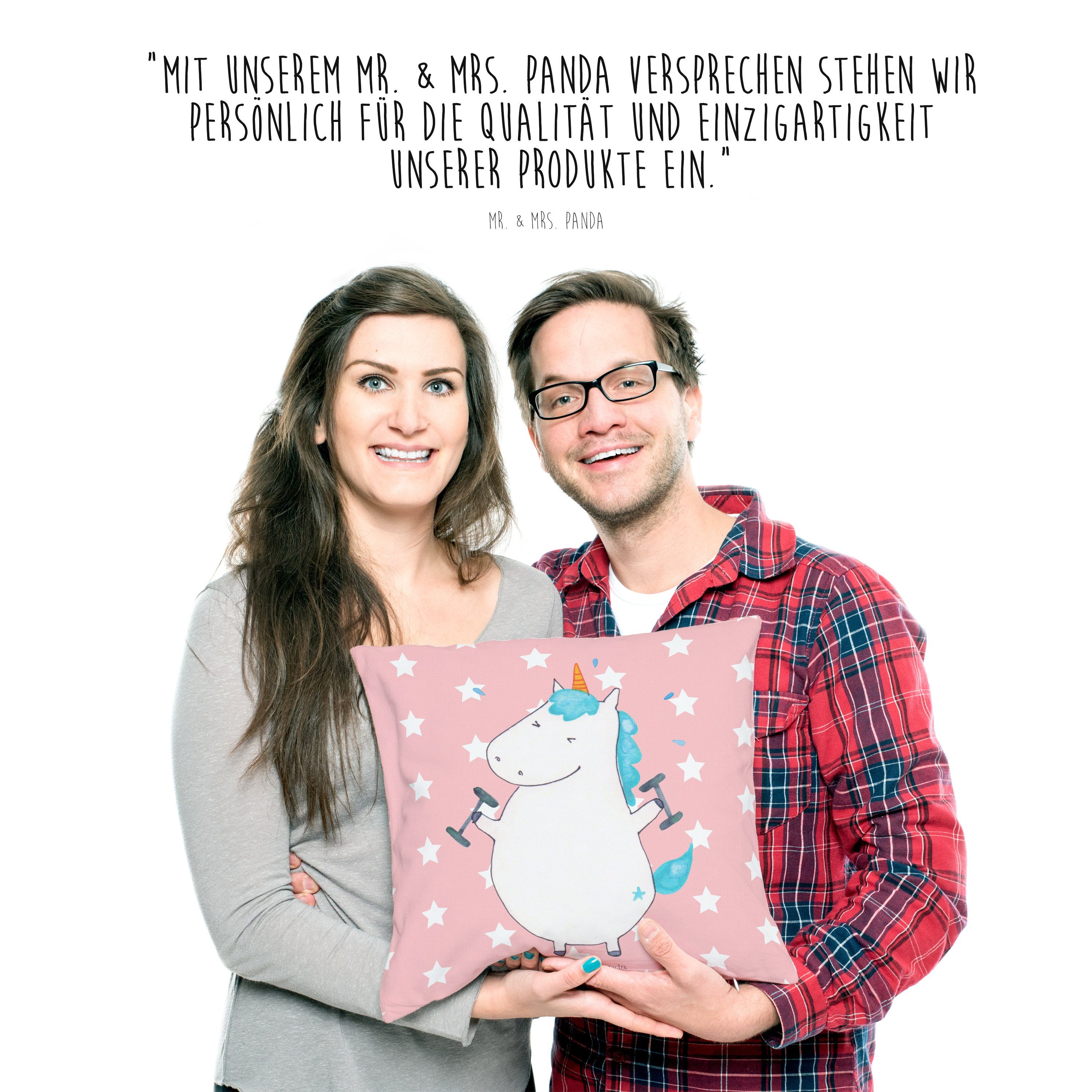 Mr. & Mrs. Panda Pastell Geschenk, Fitness Motivkissen, Pumpe Rot Unicorn, Einhorn - - Dekokissen