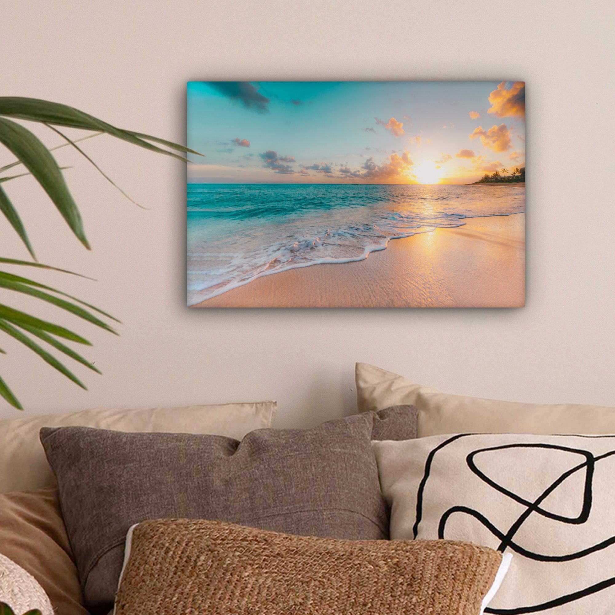 OneMillionCanvasses® Leinwandbild Sonnenuntergang - Strand - Meer - Sommer günstig online kaufen