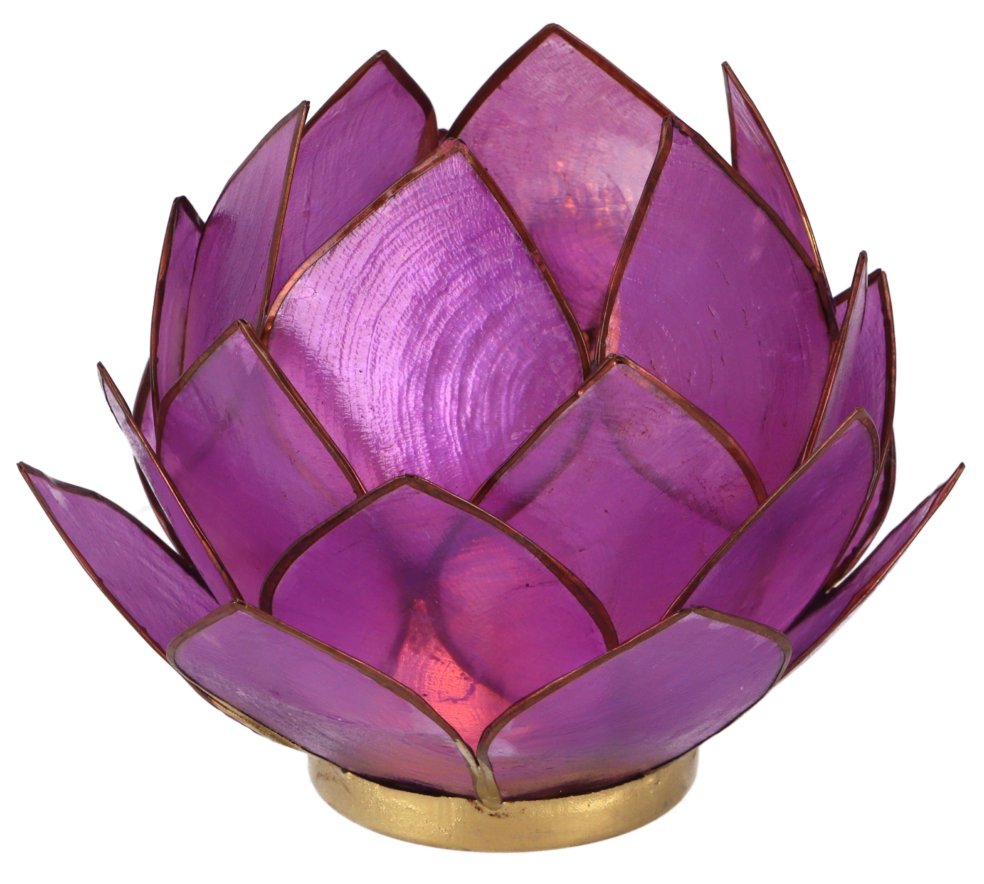 Guru-Shop Windlicht Lotus Teelicht Muschel 14*10 cm - dunkellila